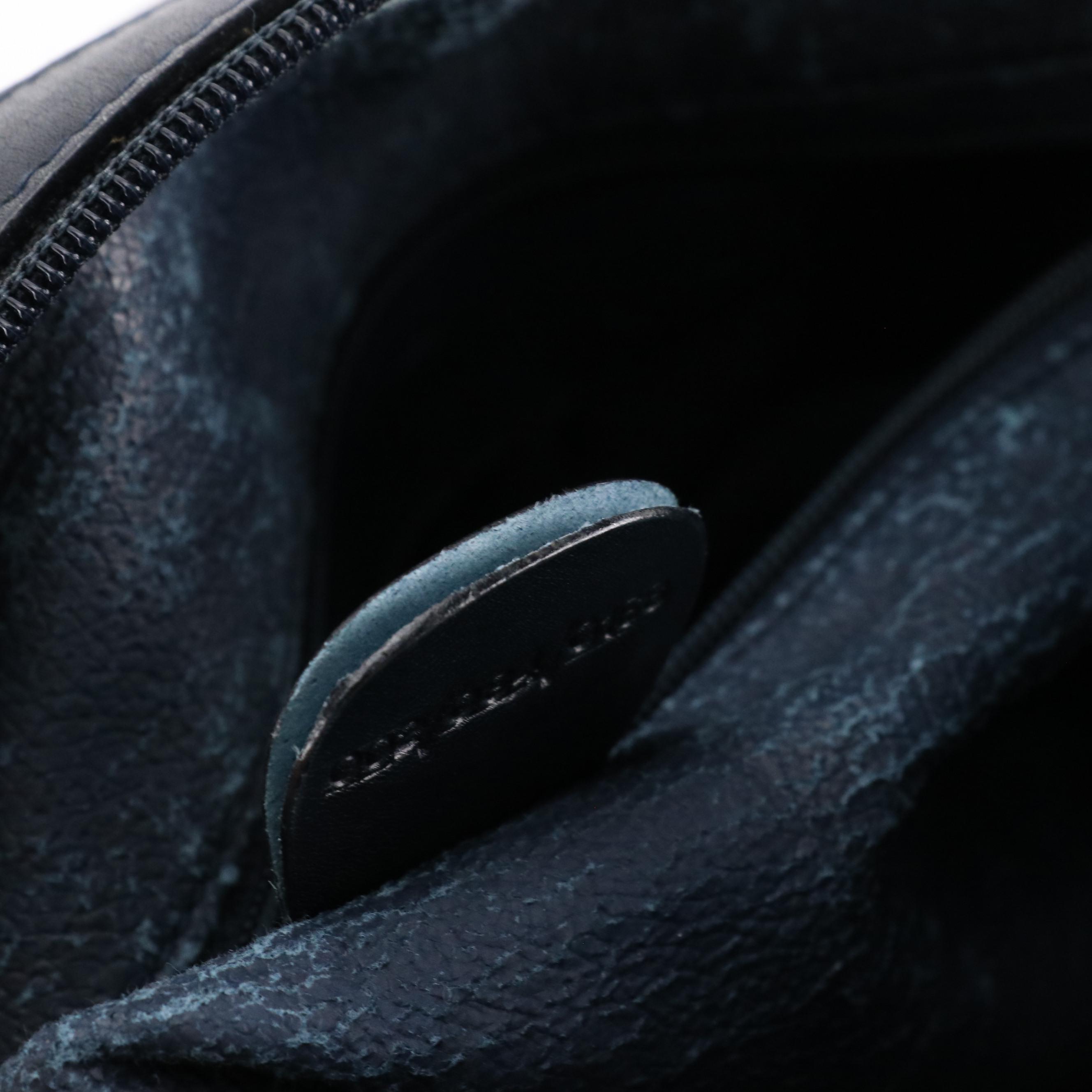 Gucci Boston Bag in Navy Blue Micro GG Canvas and Leather