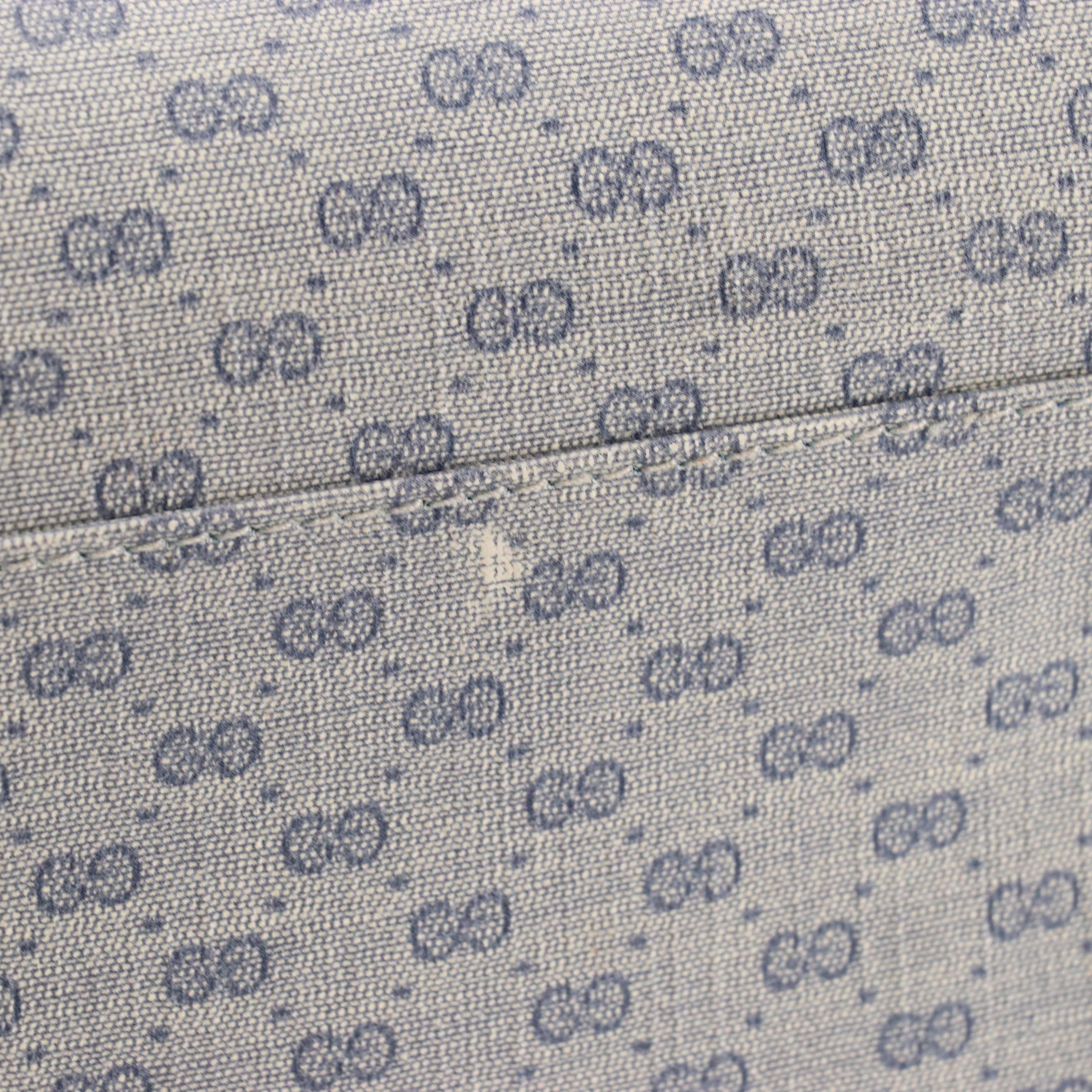 Gucci Boston Bag in Navy Blue Micro GG Canvas and Leather