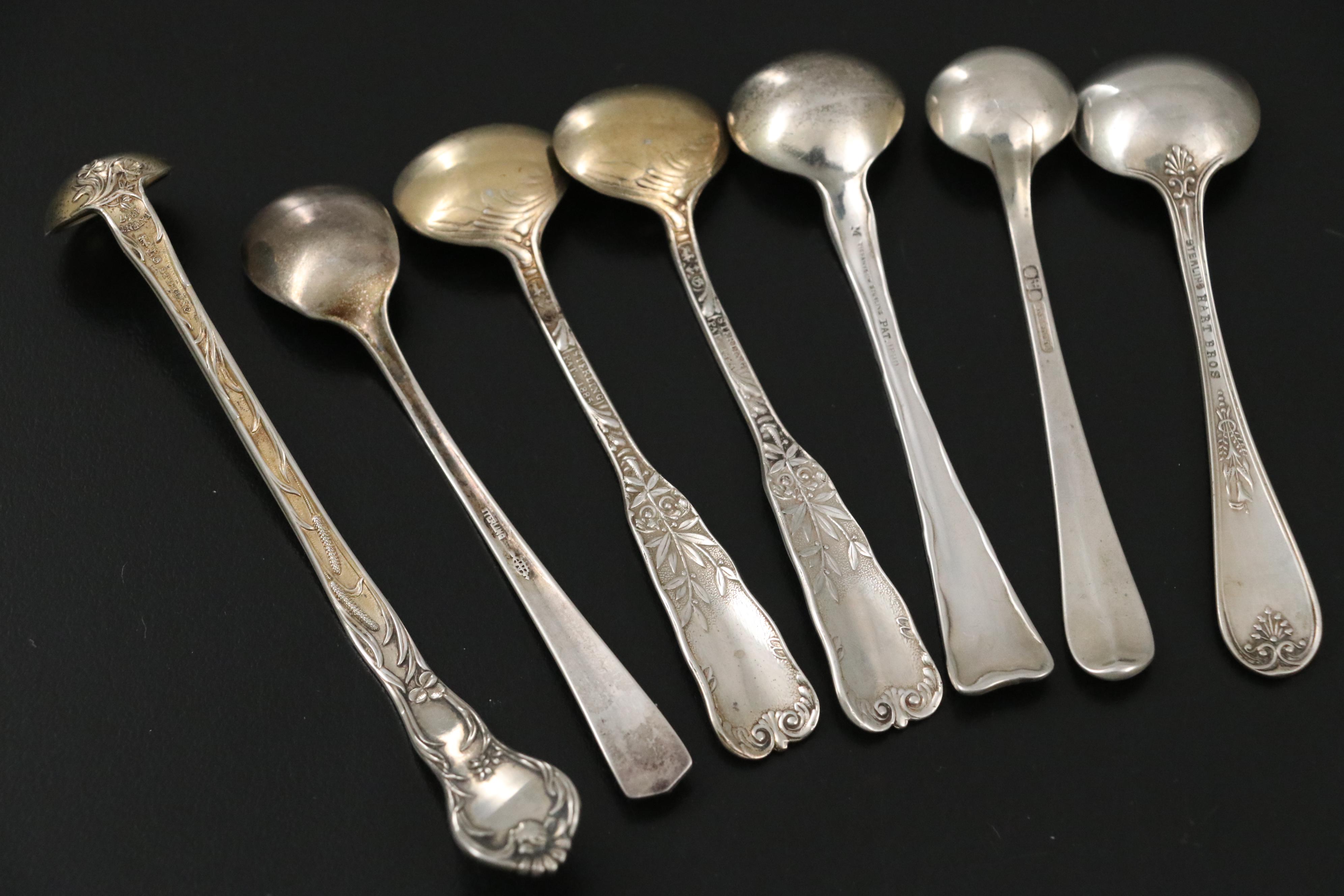 Tiffany & Co. "Lap-Over-Edge" Sterling Salt Spoon with More Sterling Salt Spoons