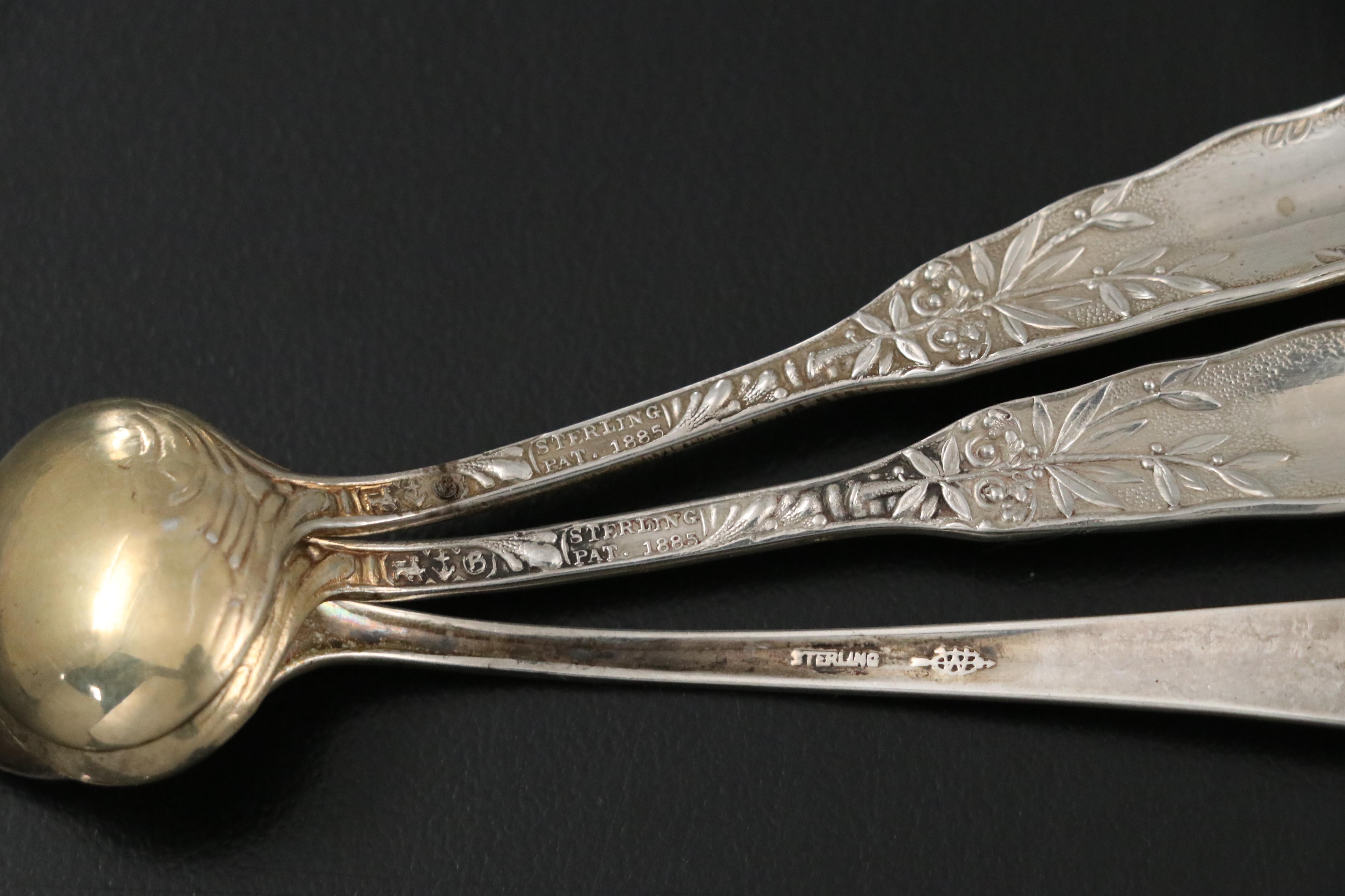 Tiffany & Co. "Lap-Over-Edge" Sterling Salt Spoon with More Sterling Salt Spoons