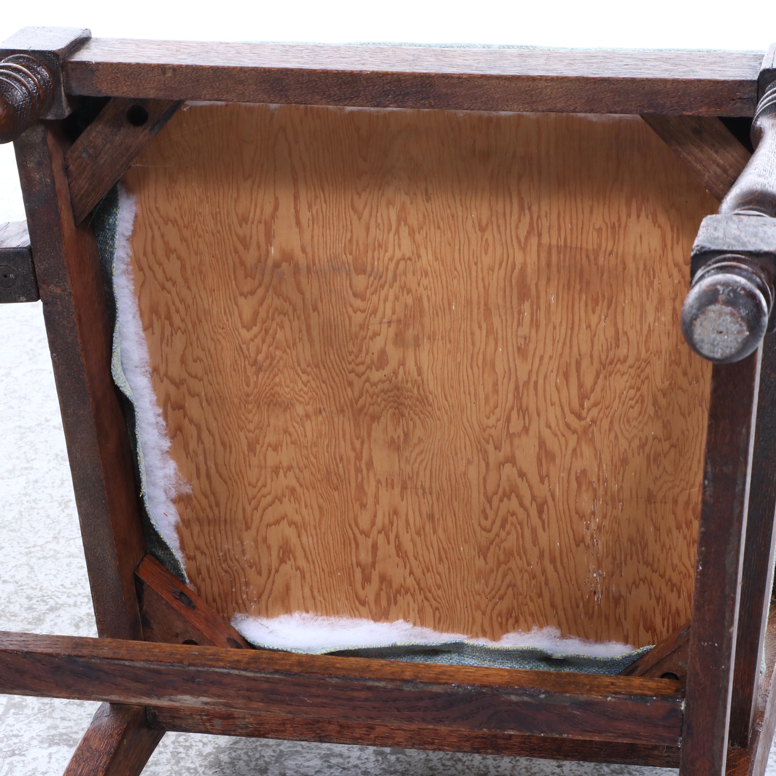 Art Deco Style Oak Armchair, Early to Mid-20th Century