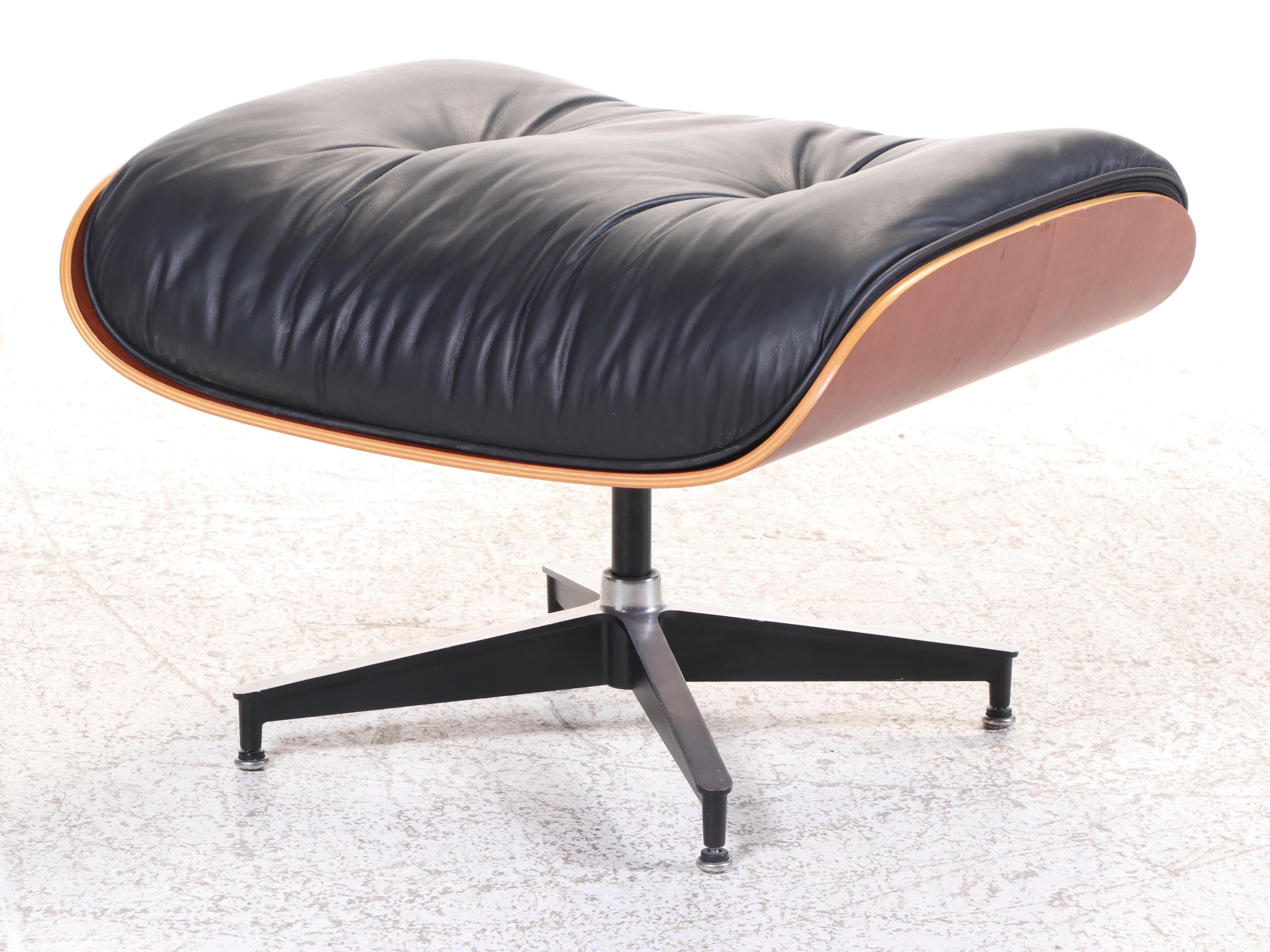 Eames for Herman Miller Laminated Cherrywood and Leather Lounge Chair & Ottoman