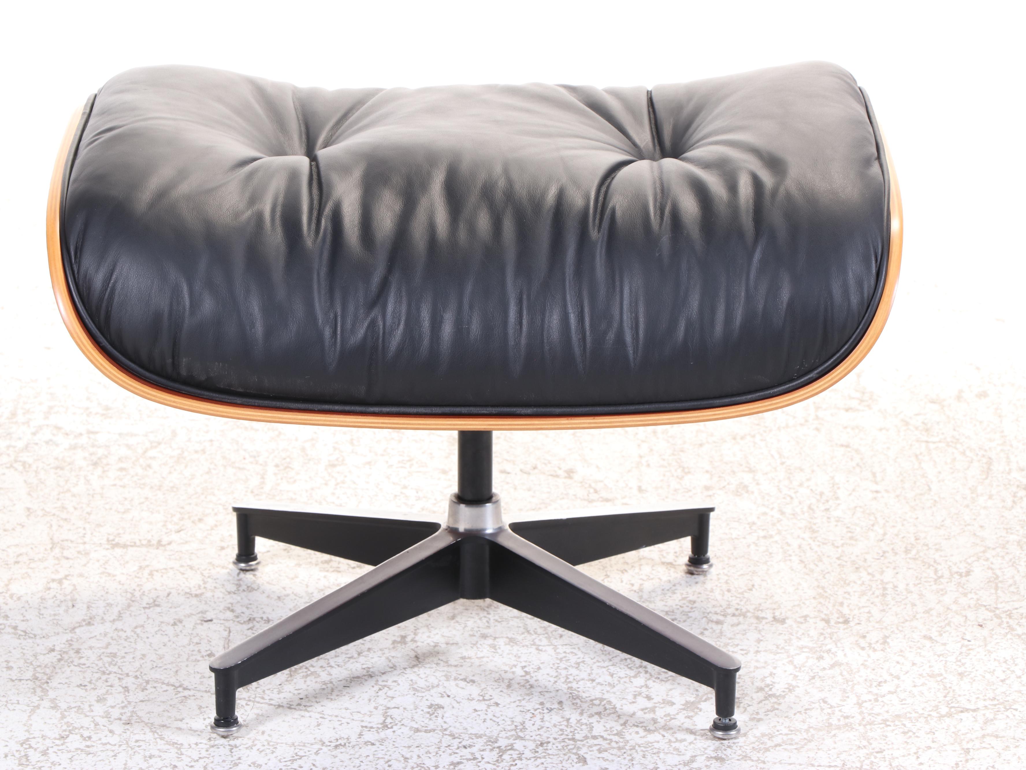 Eames for Herman Miller Laminated Cherrywood and Leather Lounge Chair & Ottoman