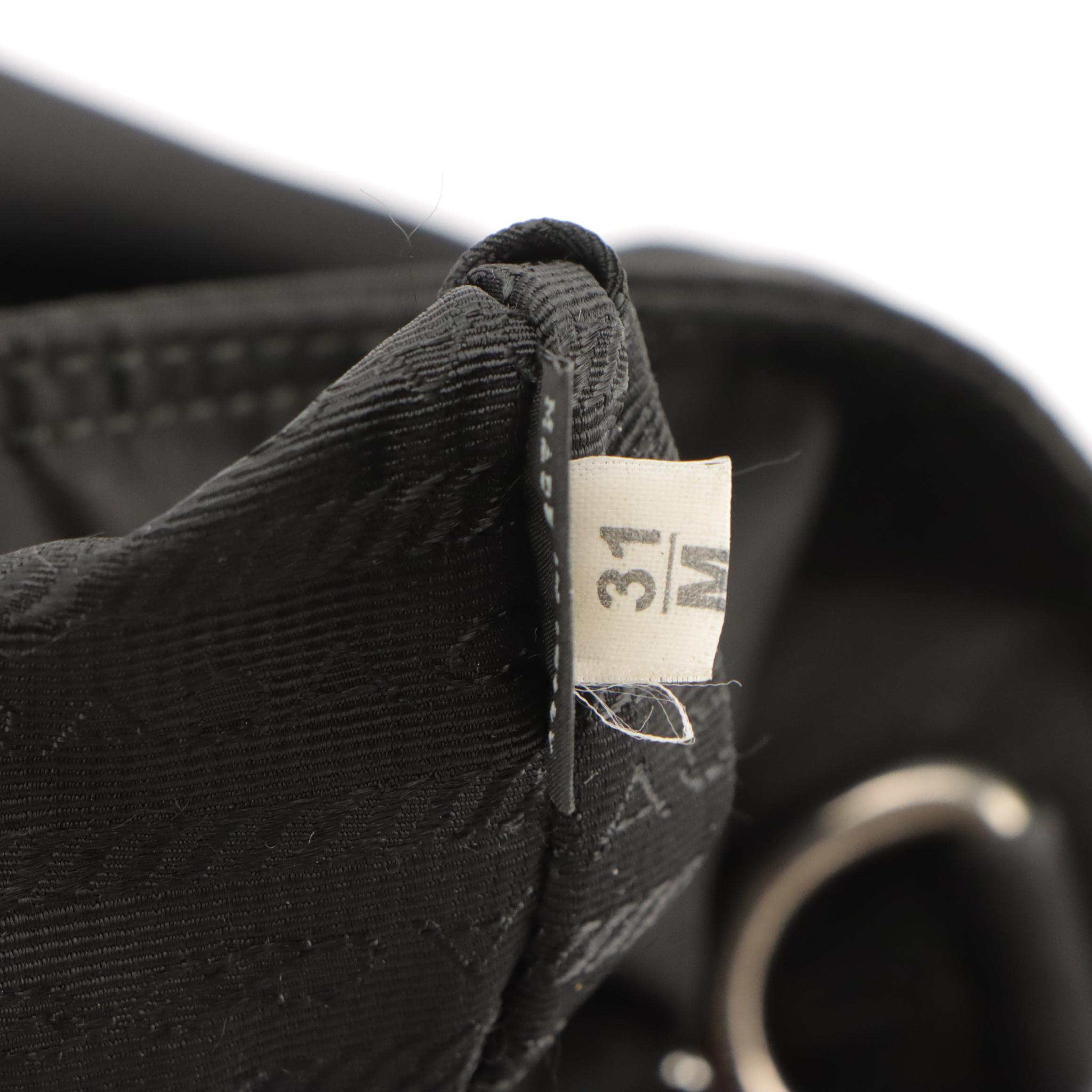 Prada Black Nylon Top Handle Bag with Leather Trim