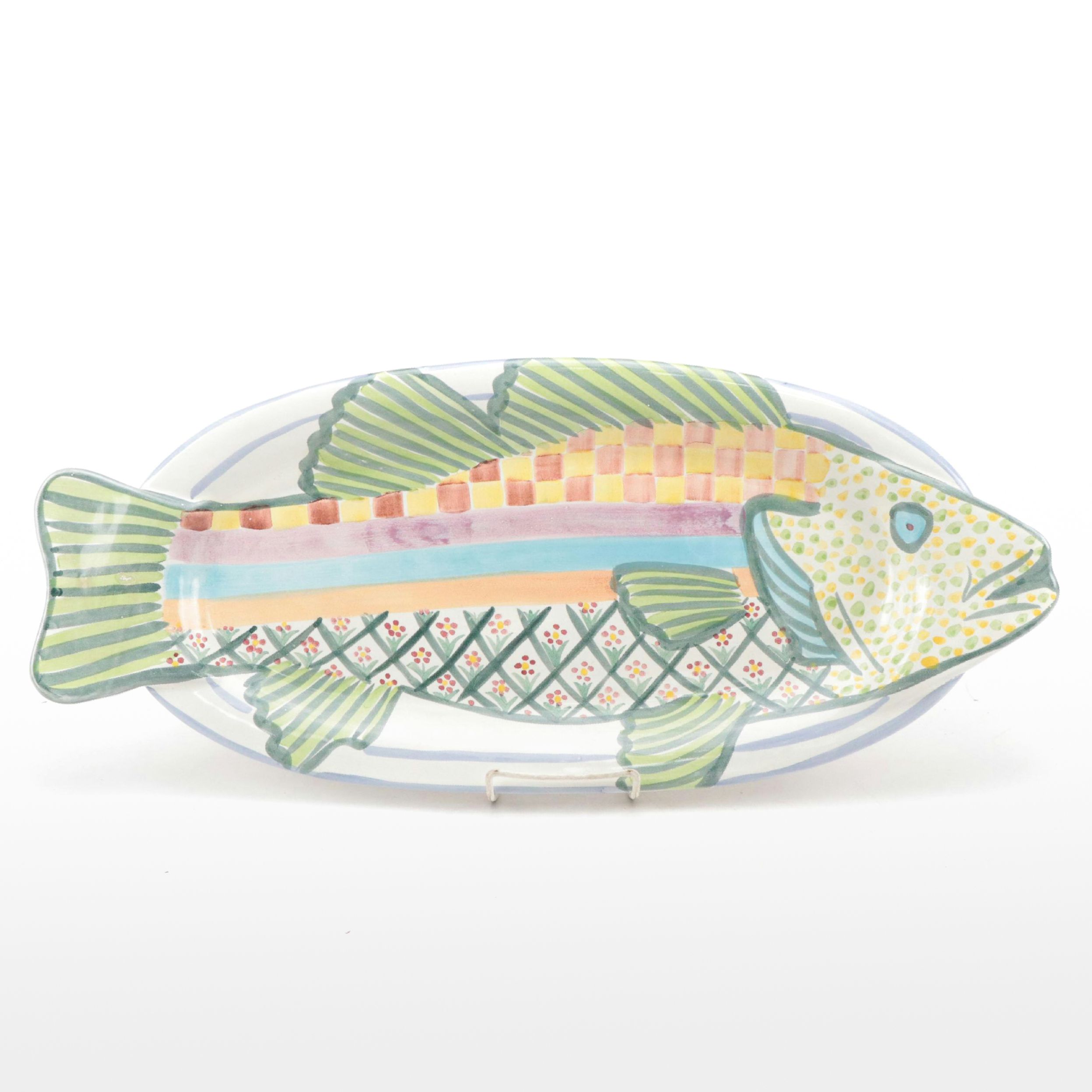 MacKenzie-Childs Glazed Terracotta Fish Platter