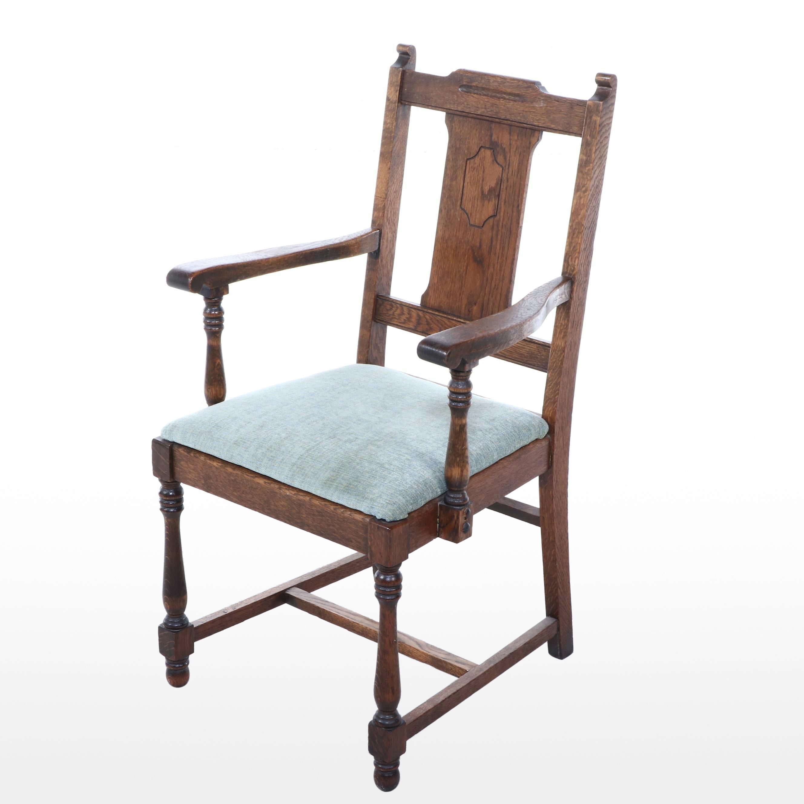 Art Deco Style Oak Armchair, Early to Mid-20th Century