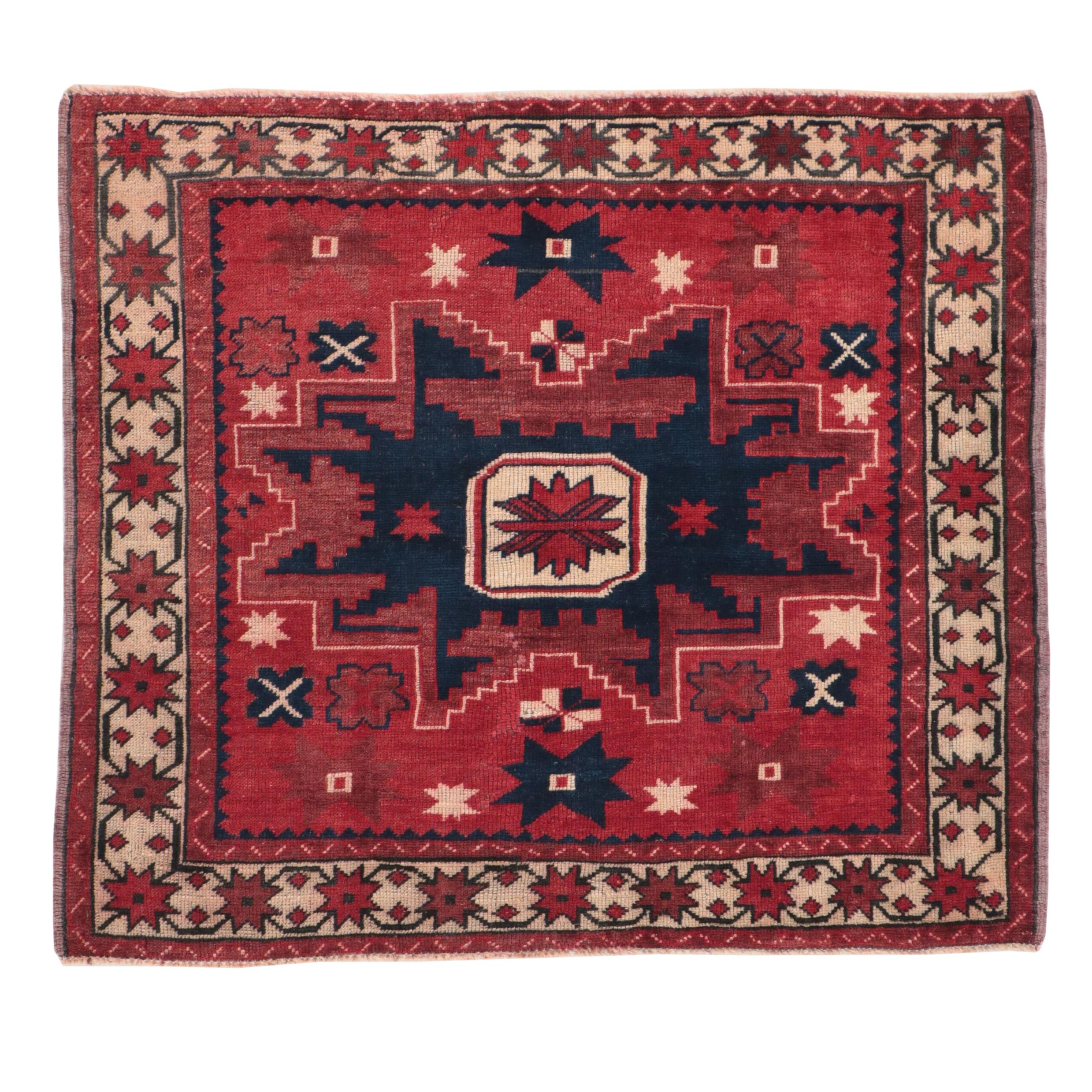 3'4 x 3'9 Hand-Knotted Caucasian Kazak Accent Rug