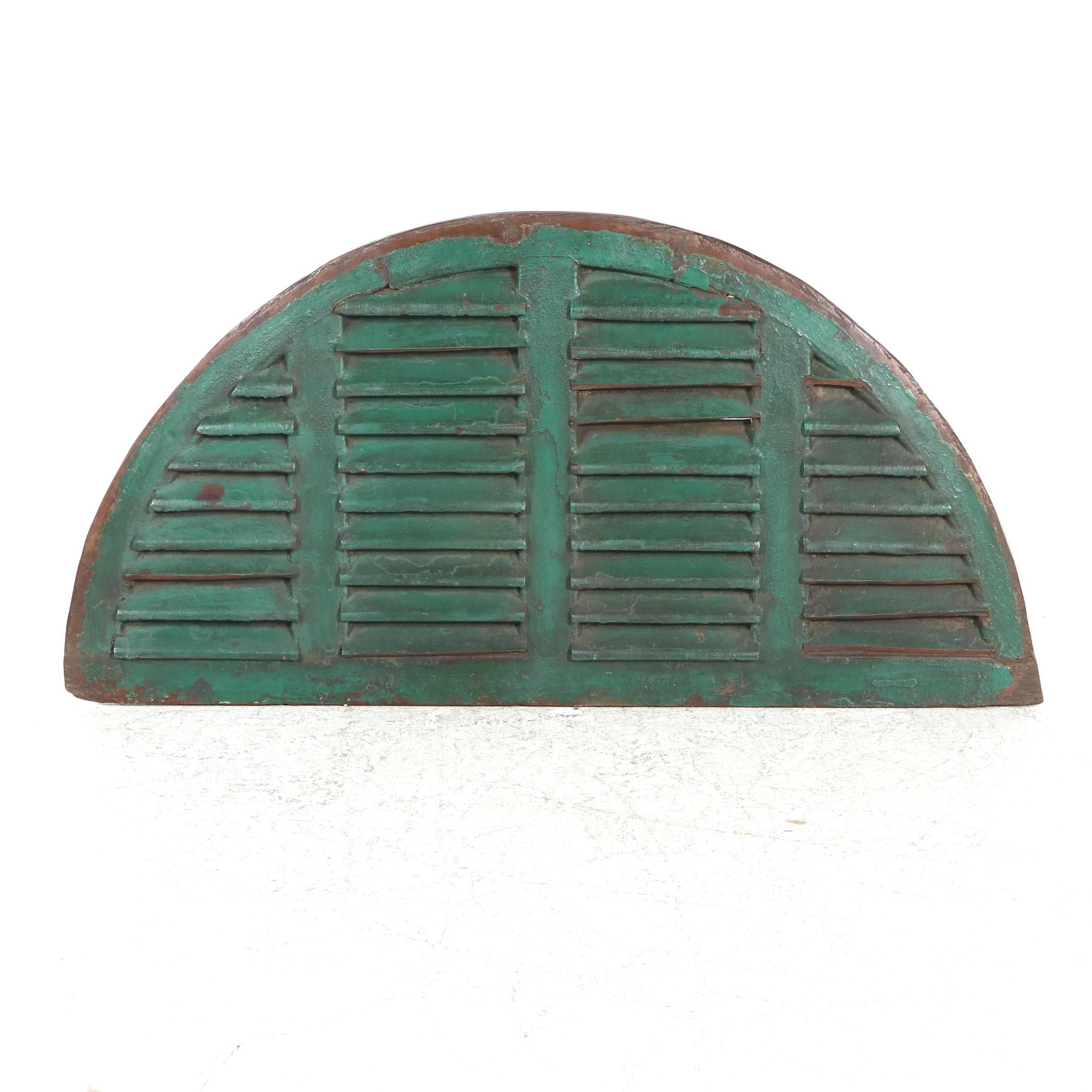 Green Painted Wood Arched Louvered Window Shutter Everything But The