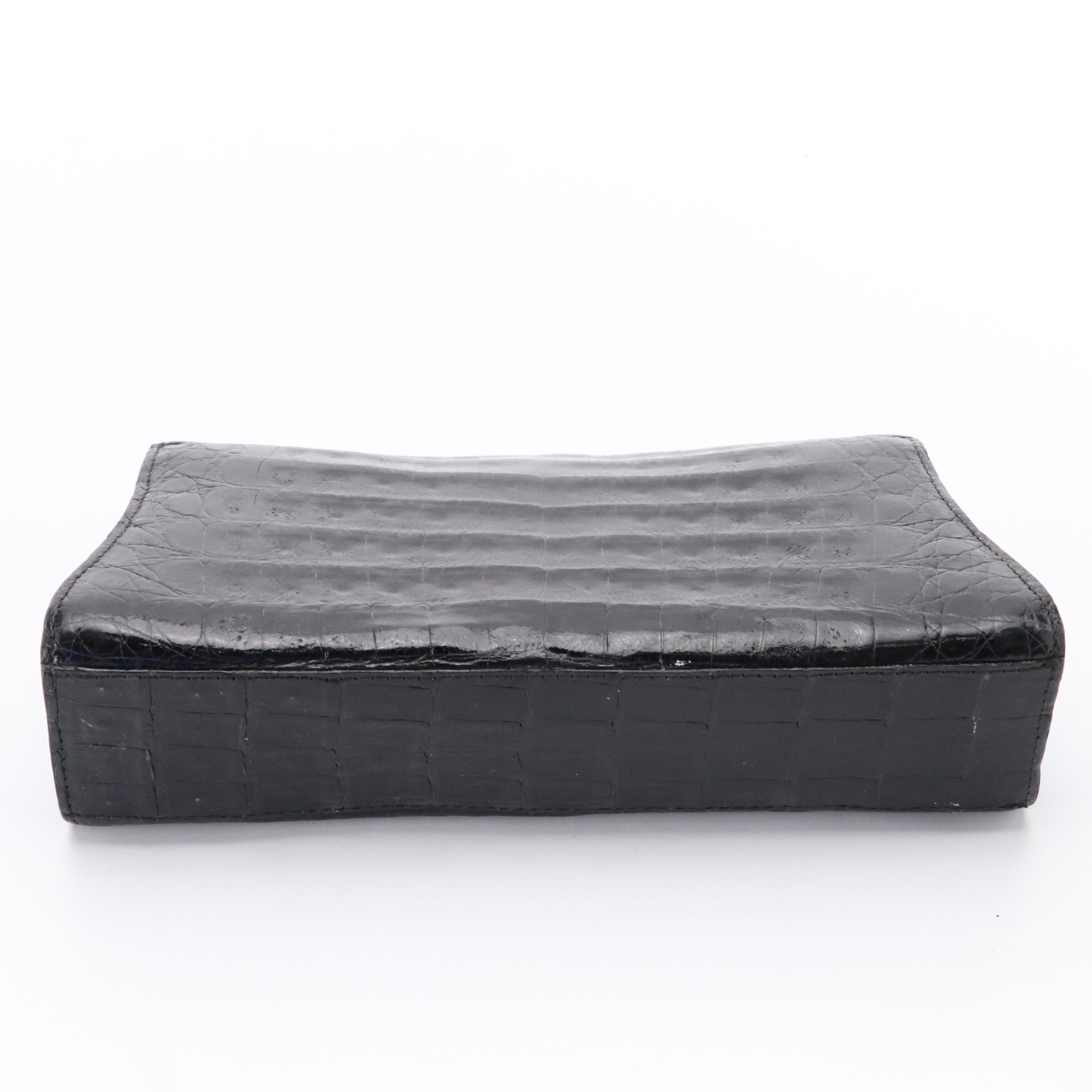 Nancy Gonzalez Black Crocodile Leather Clutch Bag