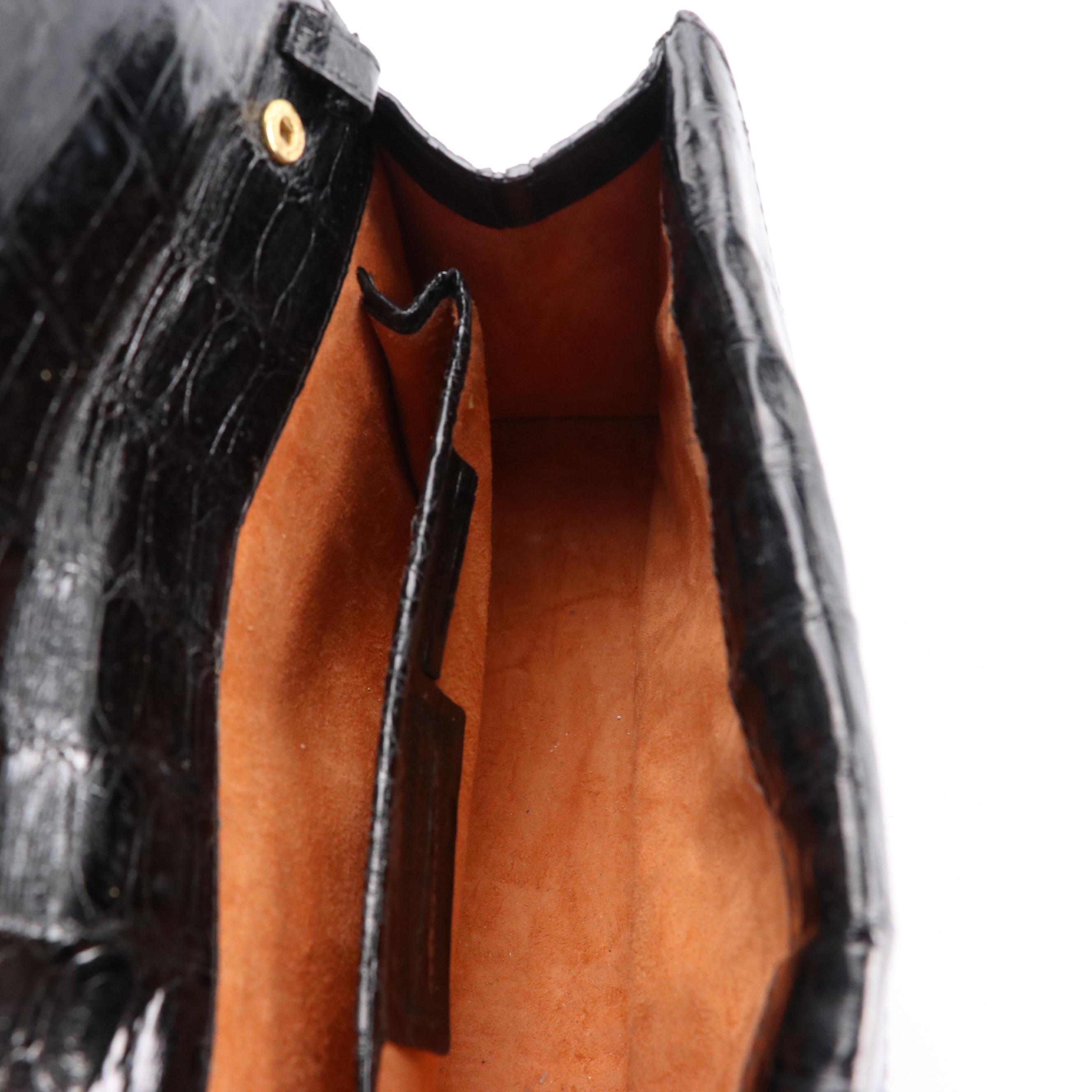 Nancy Gonzalez Black Crocodile Leather Clutch Bag