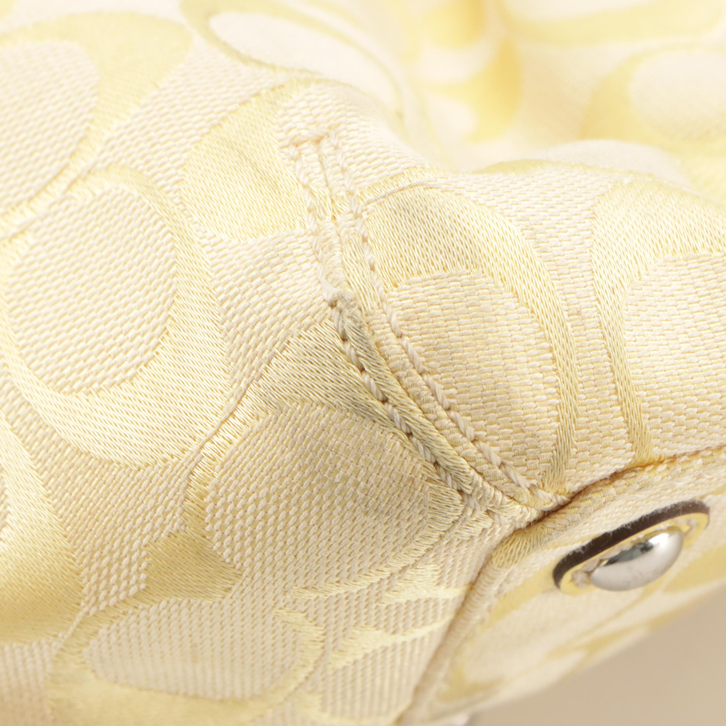 Coach Yellow Signature Canvas Soho Pleated Tote, Signature Stripe Shoulder Bag