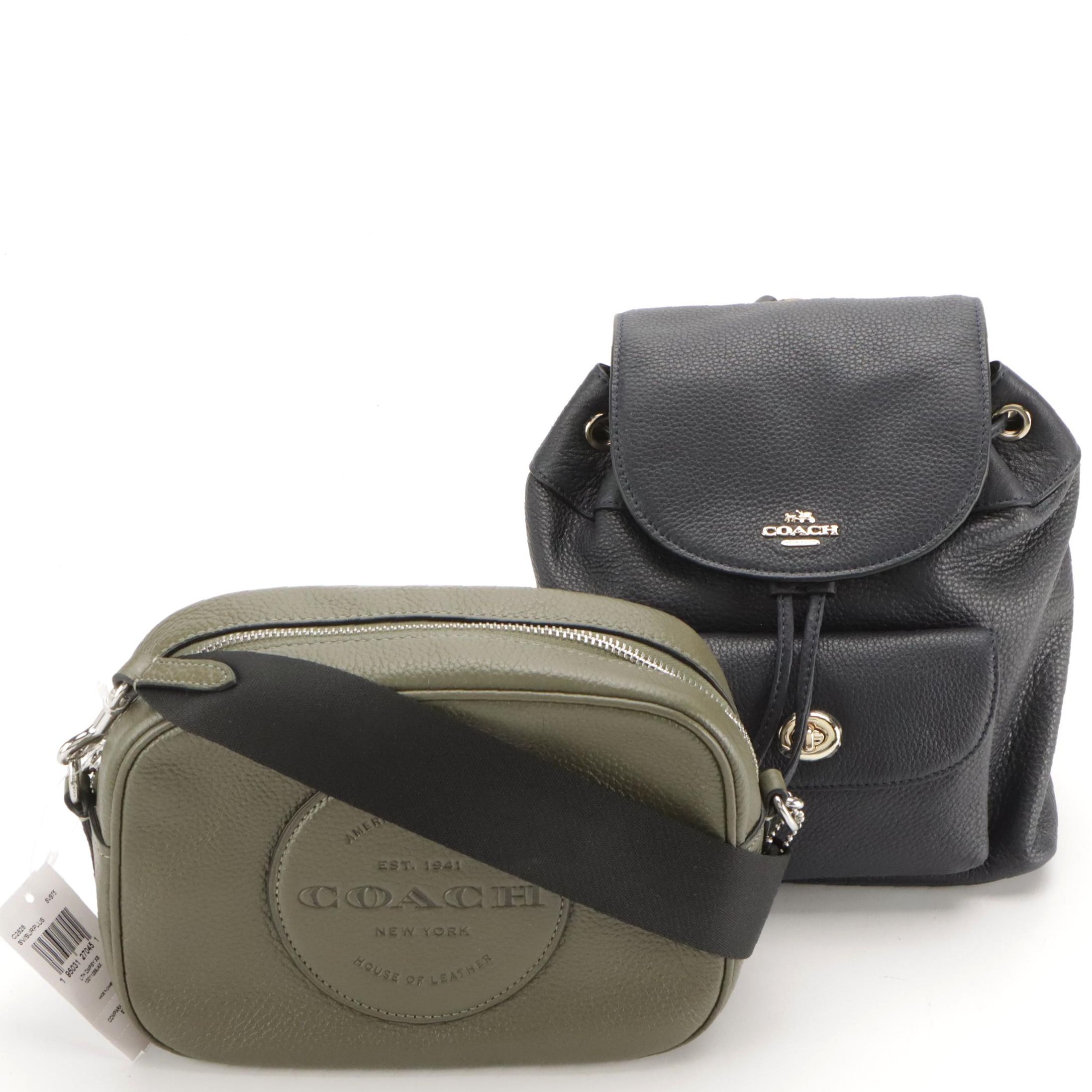 Coach Navy Leather Mini Billie Backpack, Olive Green Leather Dempsey Crossbody