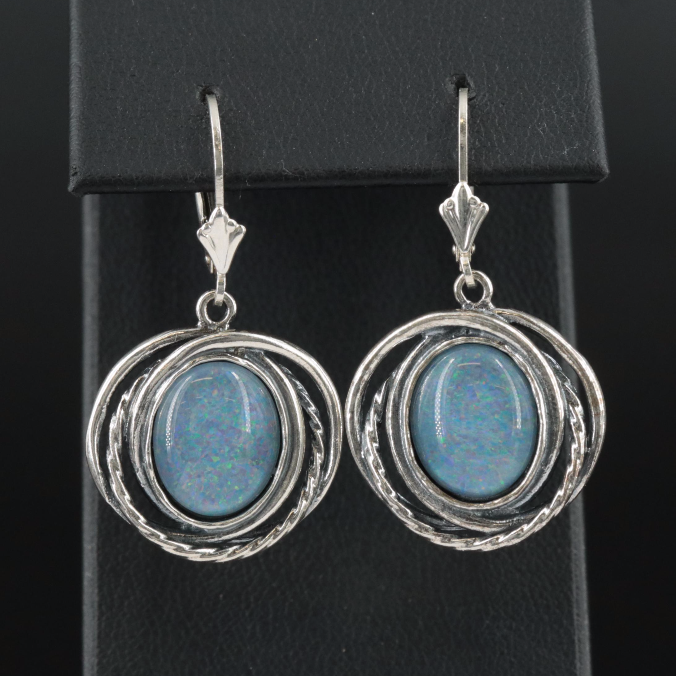 Sterling Opal Doublet Dangle Earrings