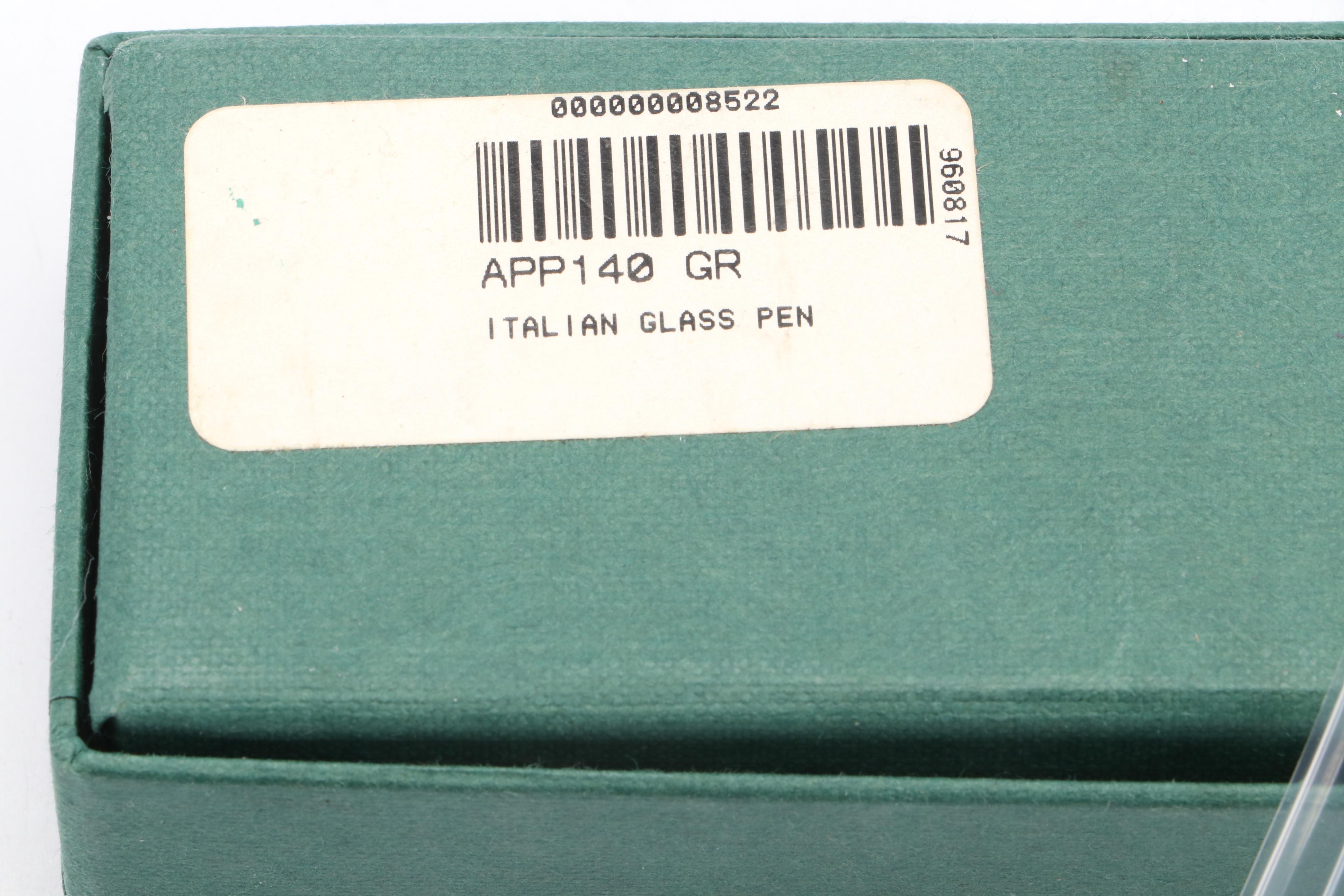 Murano Glass Fountain Dip Pens and Montblanc Pen Pocket with 800 Silver Catch