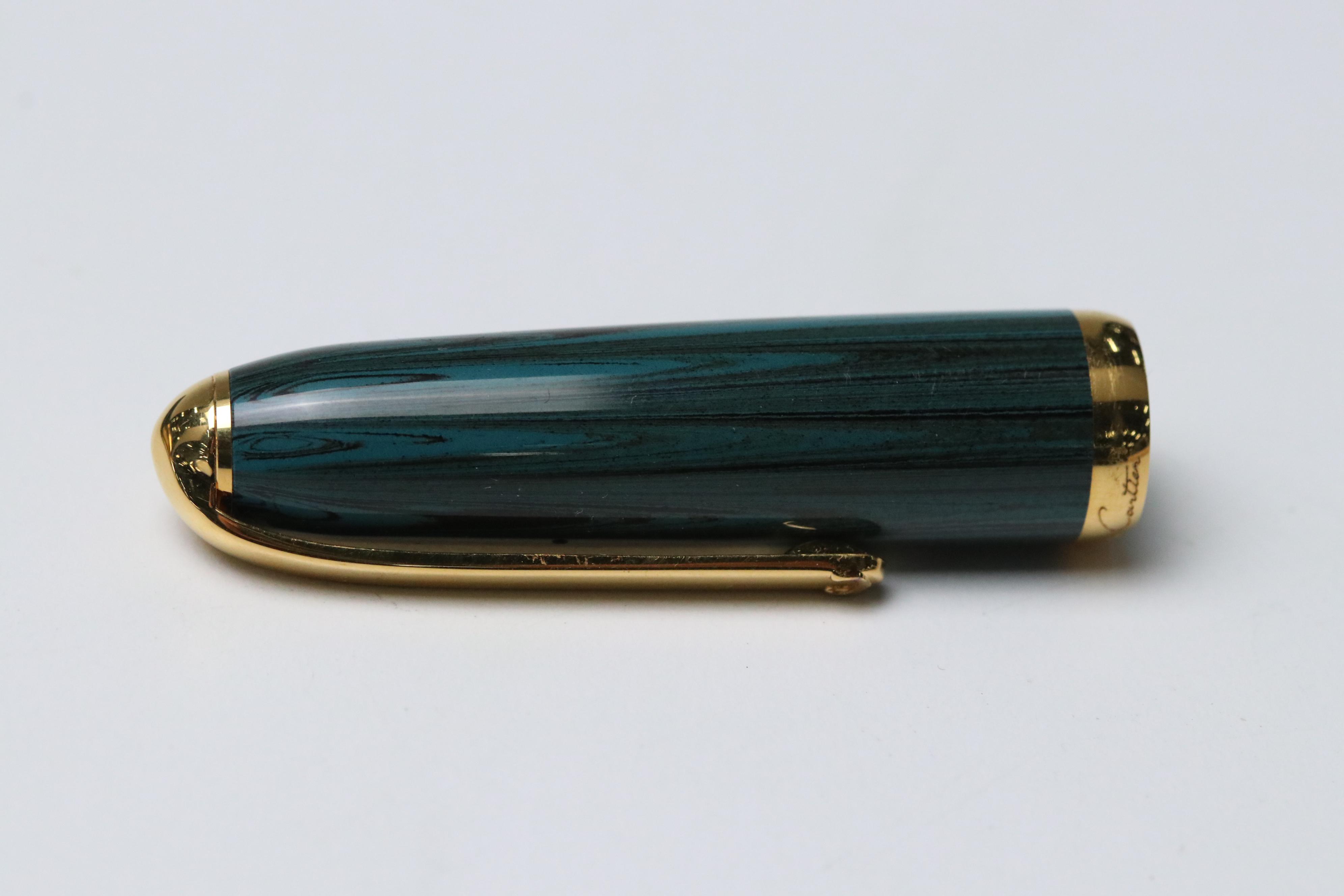 Louis Cartier L/E "Dandy" Ebonite Gold Plate Fountain Pen & Other Ballpoint Pen