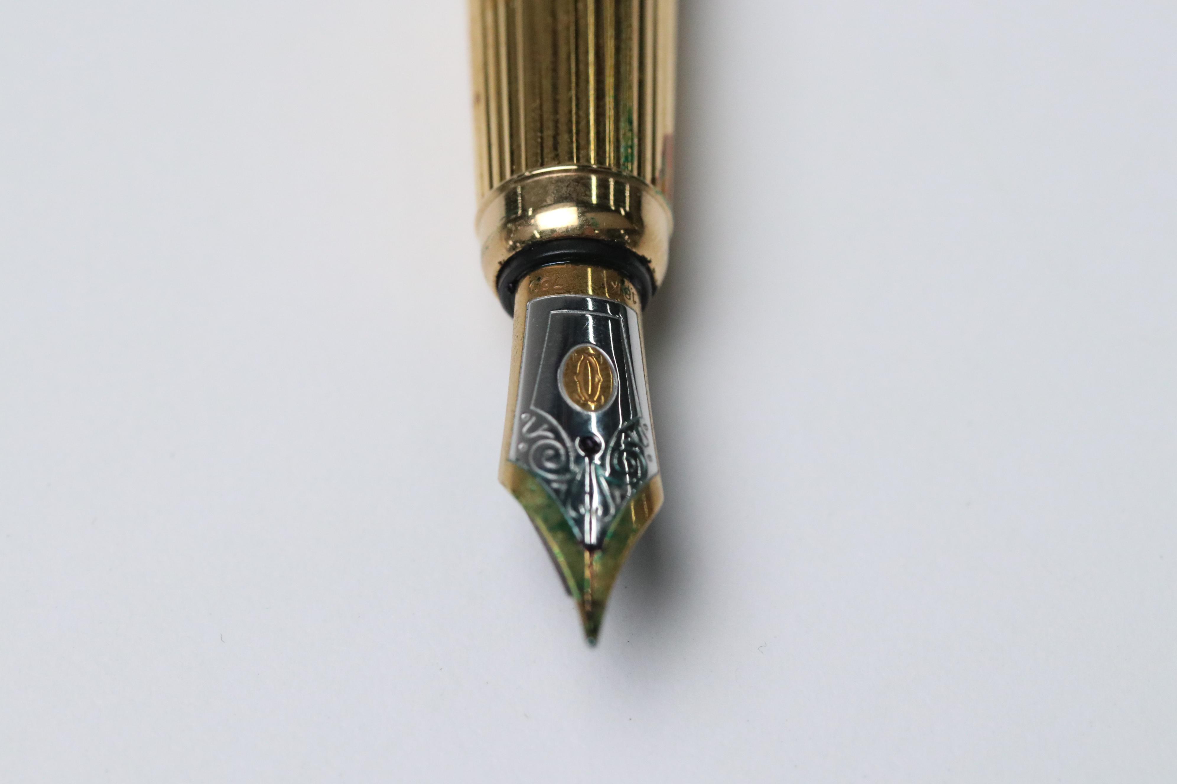 Louis Cartier L/E "Dandy" Ebonite Gold Plate Fountain Pen & Other Ballpoint Pen