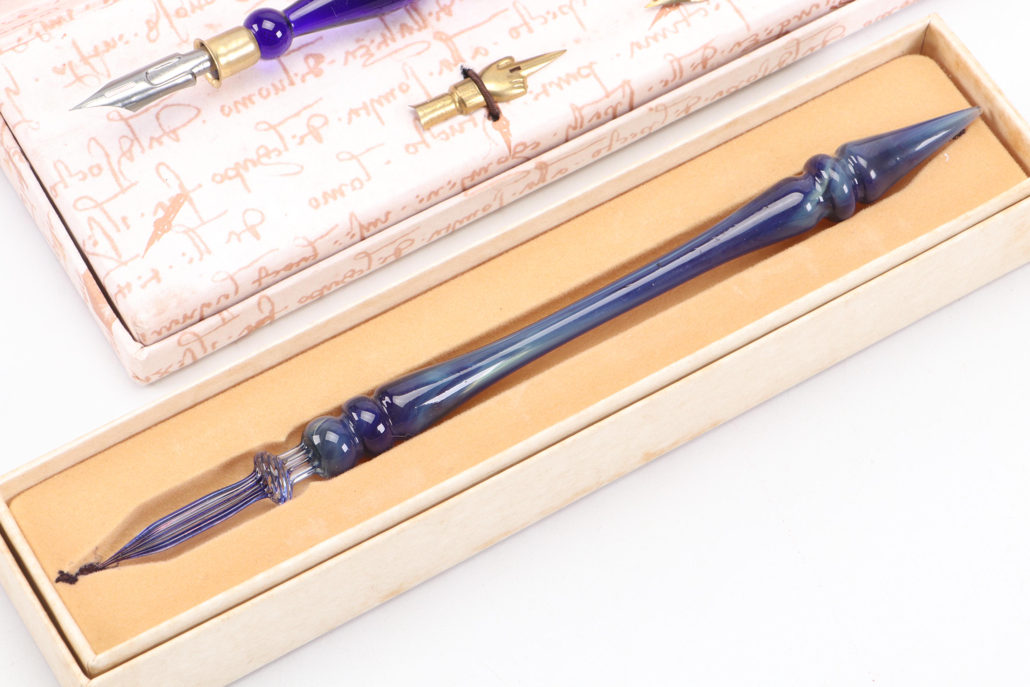 Murano Glass Dip Pen with Nibs and Paris D.Nore All-Glass Dip Pen