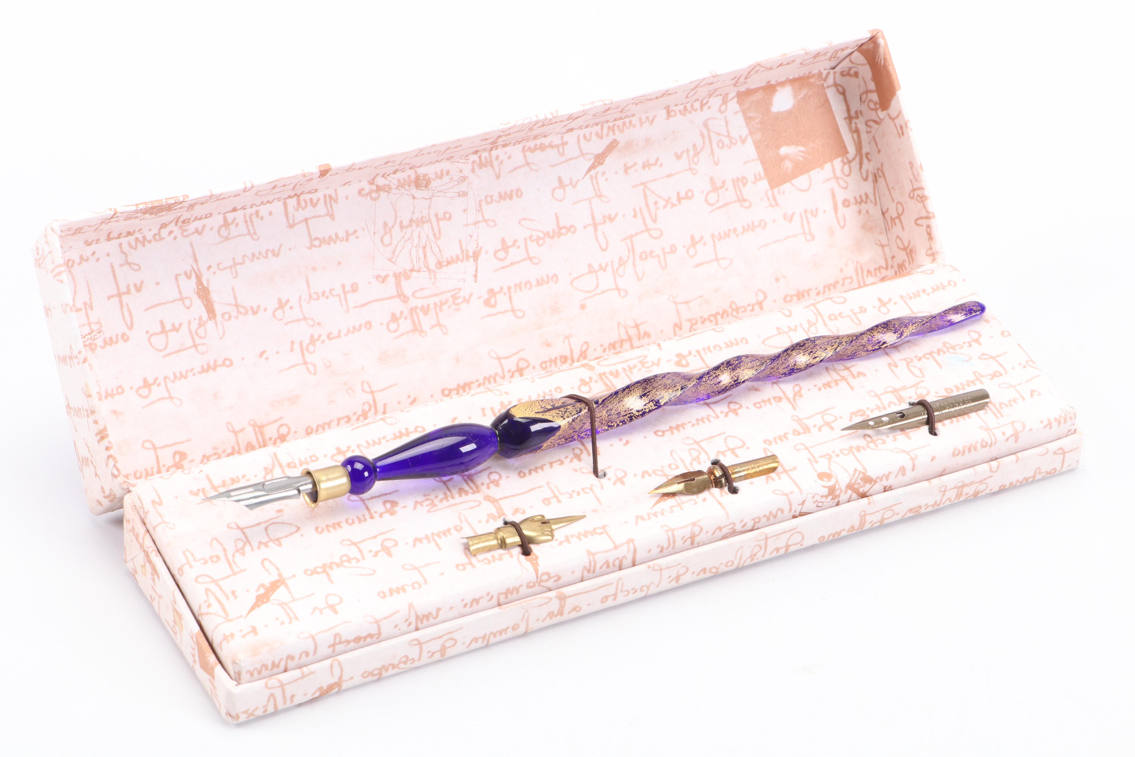 Murano Glass Dip Pen with Nibs and Paris D.Nore All-Glass Dip Pen