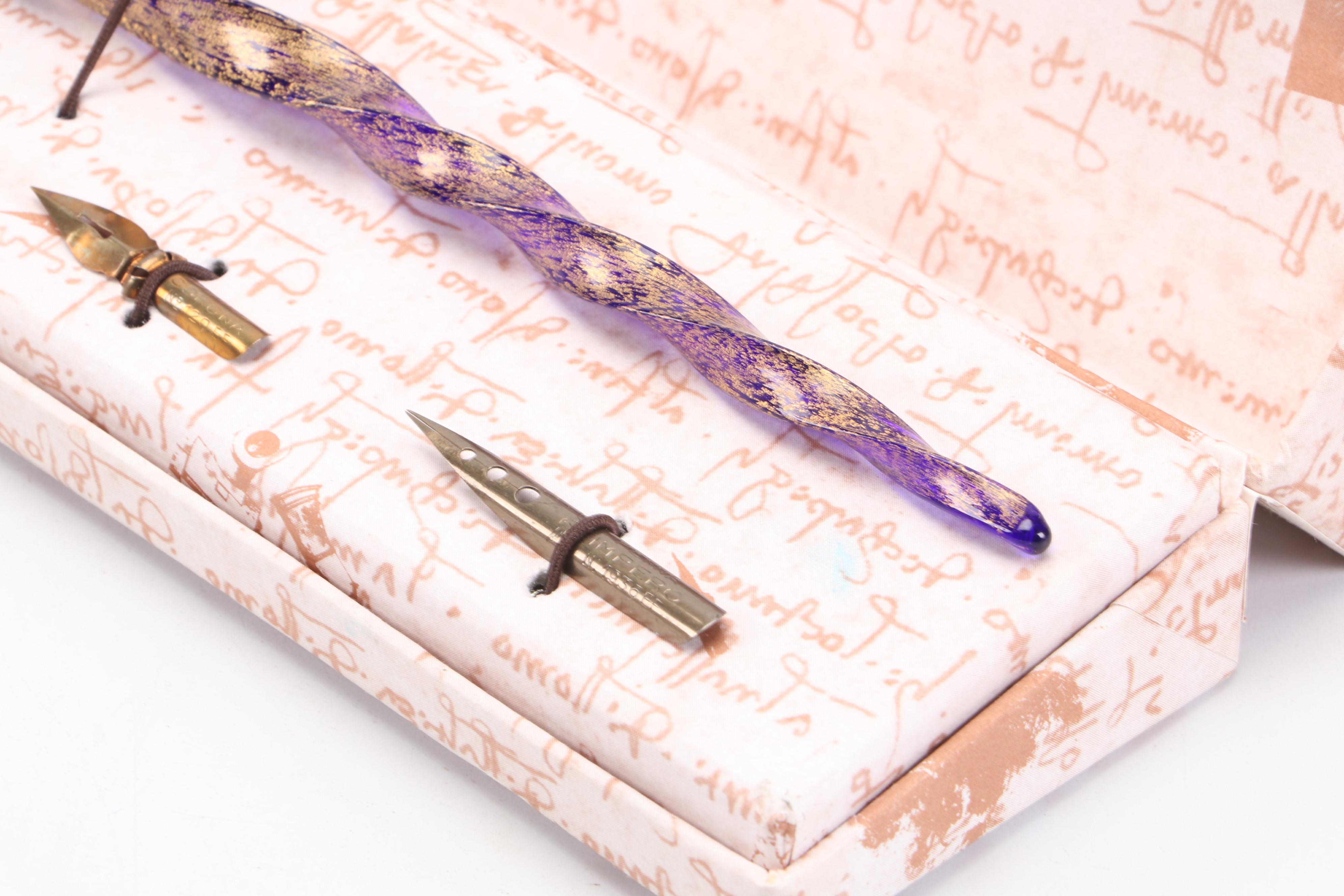 Murano Glass Dip Pen with Nibs and Paris D.Nore All-Glass Dip Pen