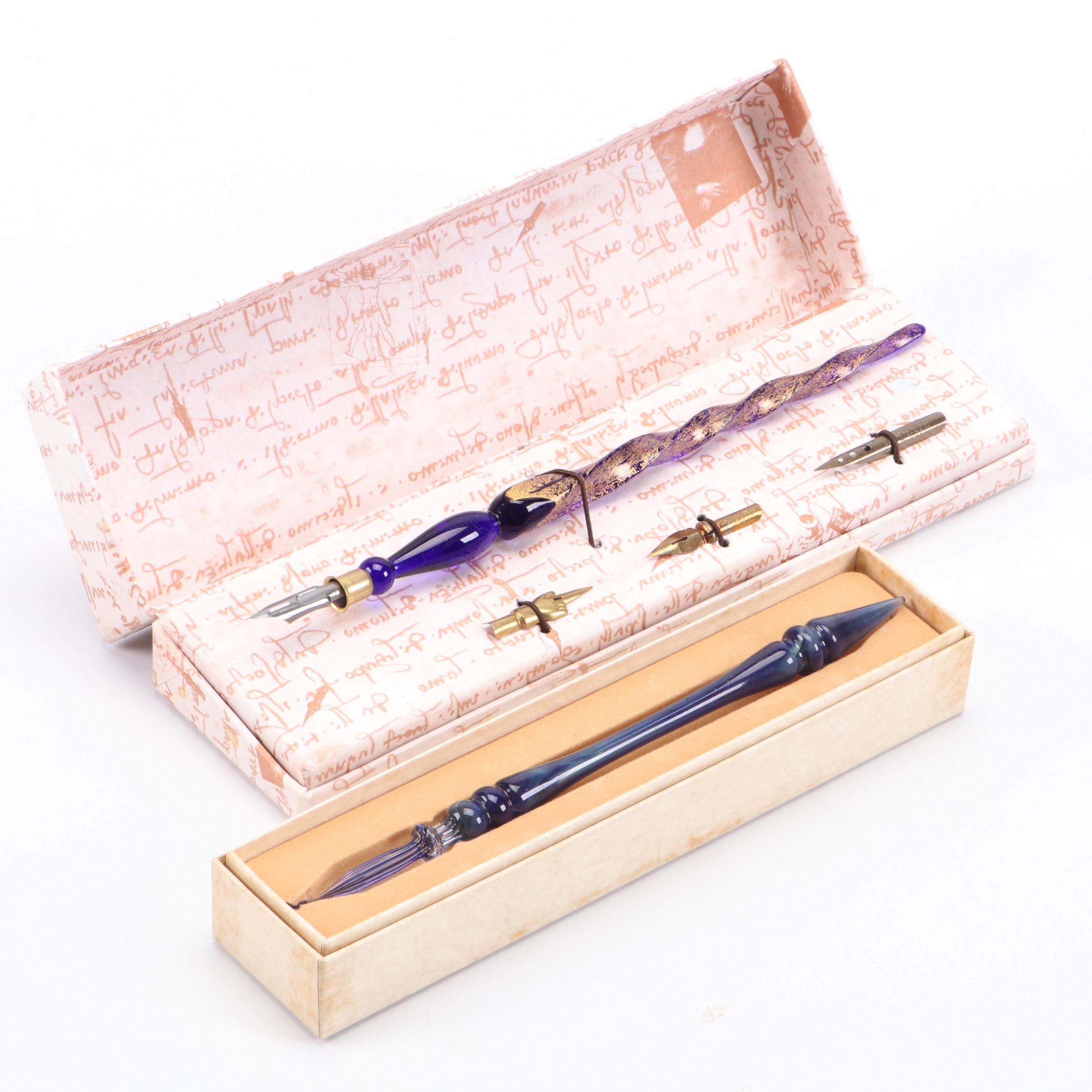 Murano Glass Dip Pen with Nibs and Paris D.Nore All-Glass Dip Pen