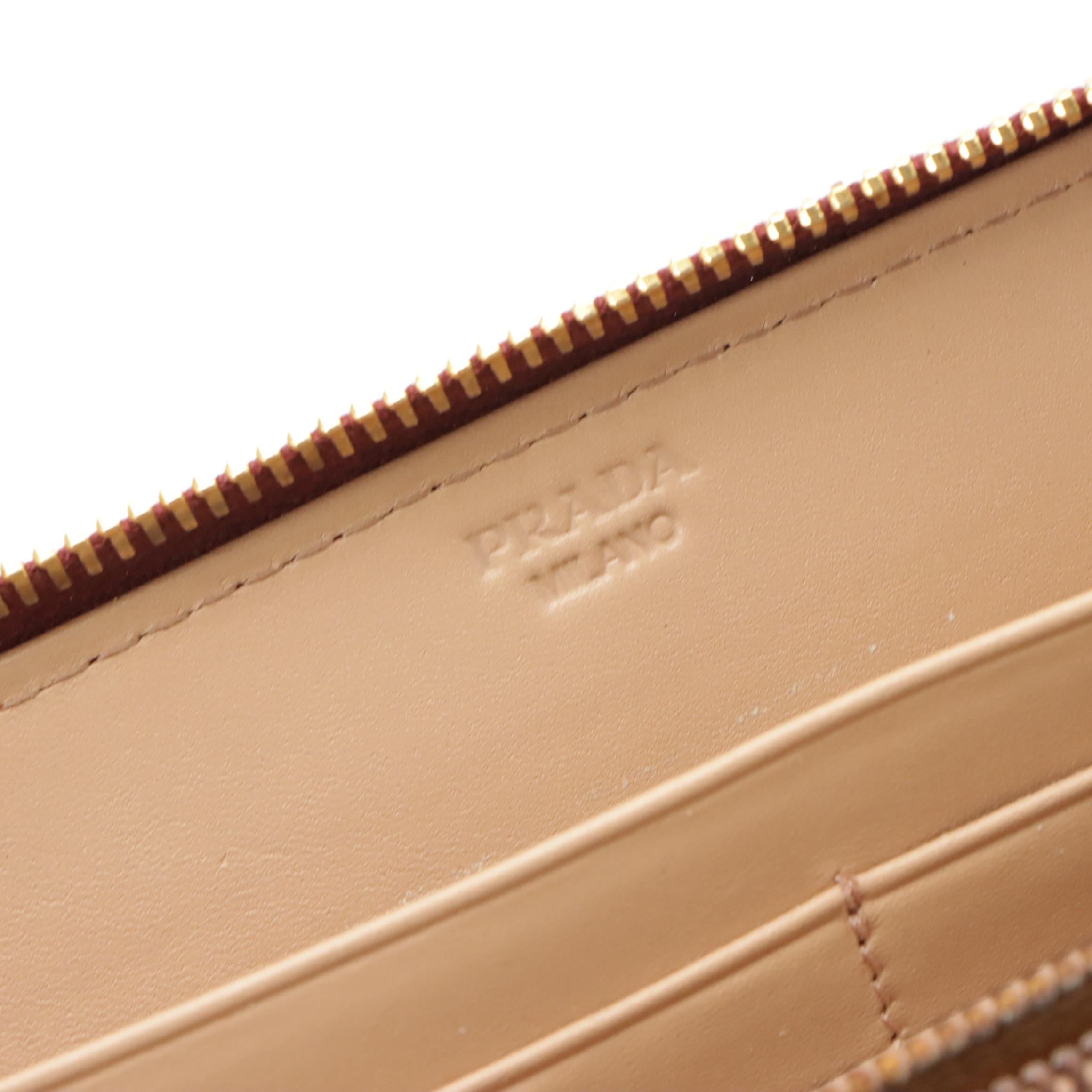 Prada Rubino Vitello Shine Leather Zip-Around Wallet in Box