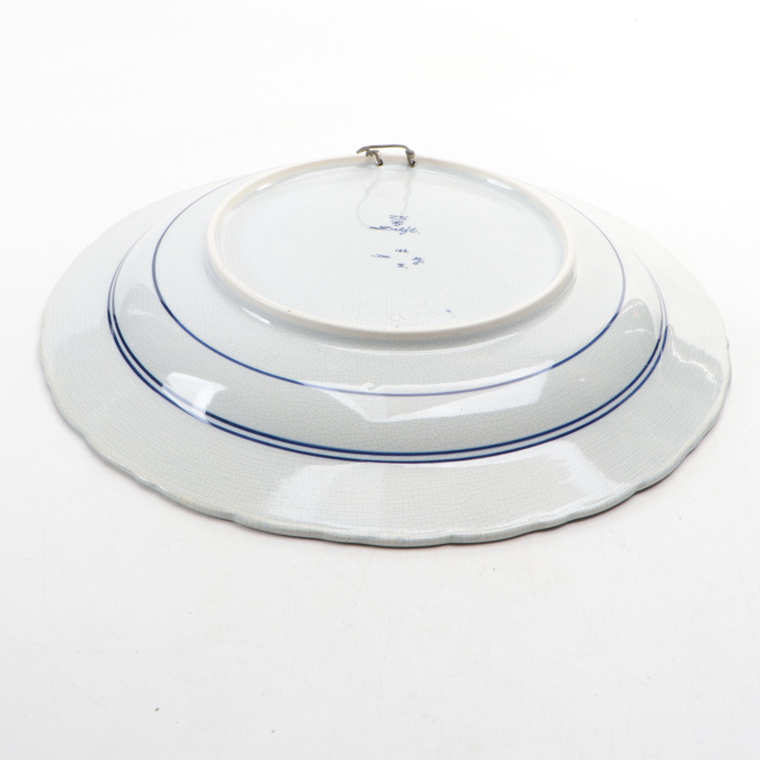 Royal Sphinx Delft Cattle Motif Decorative Blue and White Chargers