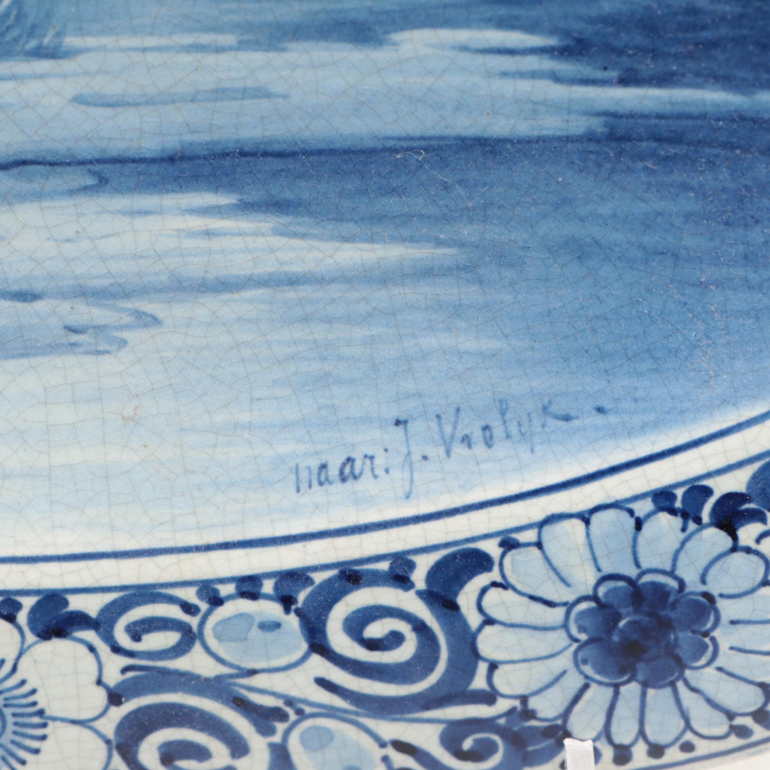 Royal Sphinx Delft Cattle Motif Decorative Blue and White Chargers