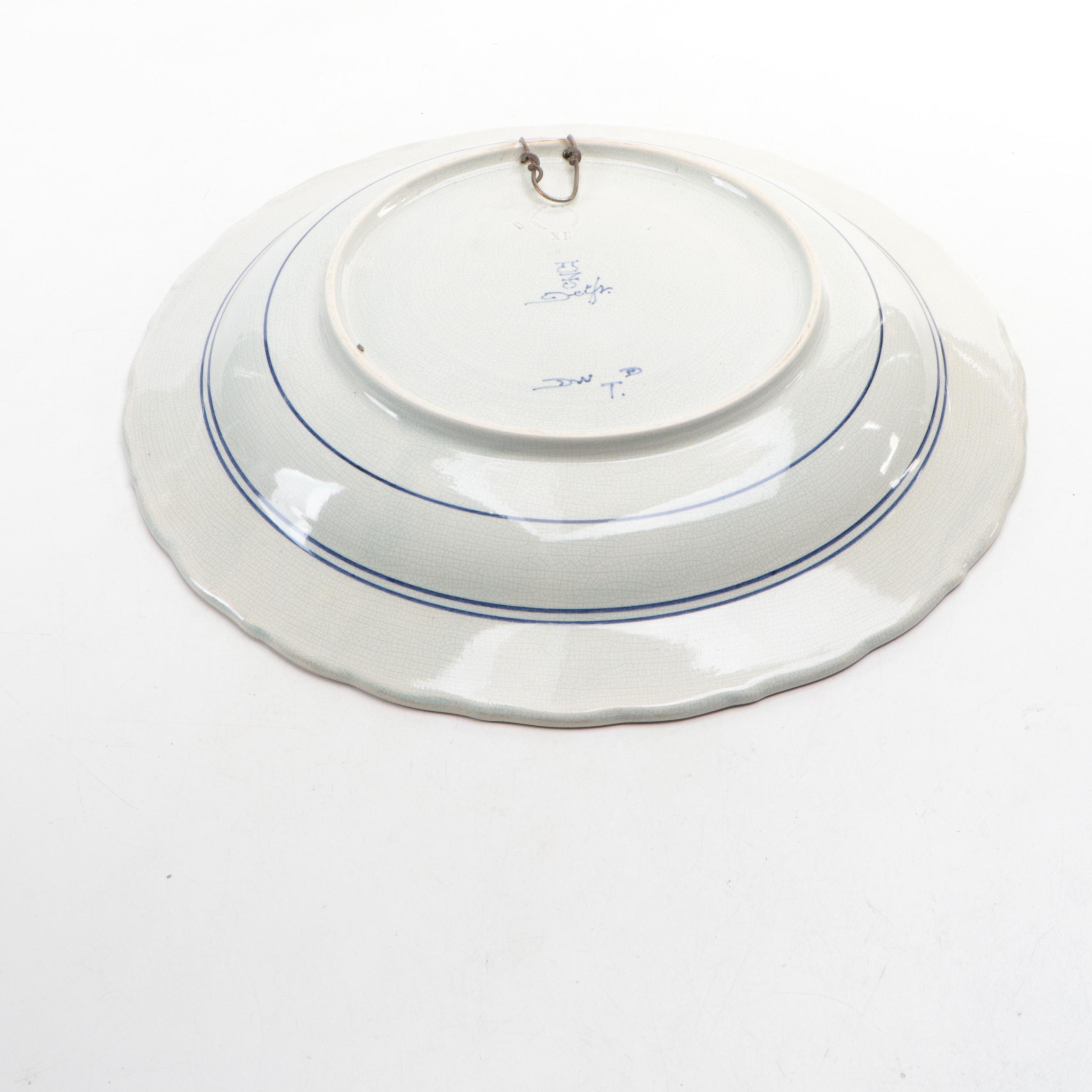 Royal Sphinx Delft Cattle Motif Decorative Blue and White Chargers