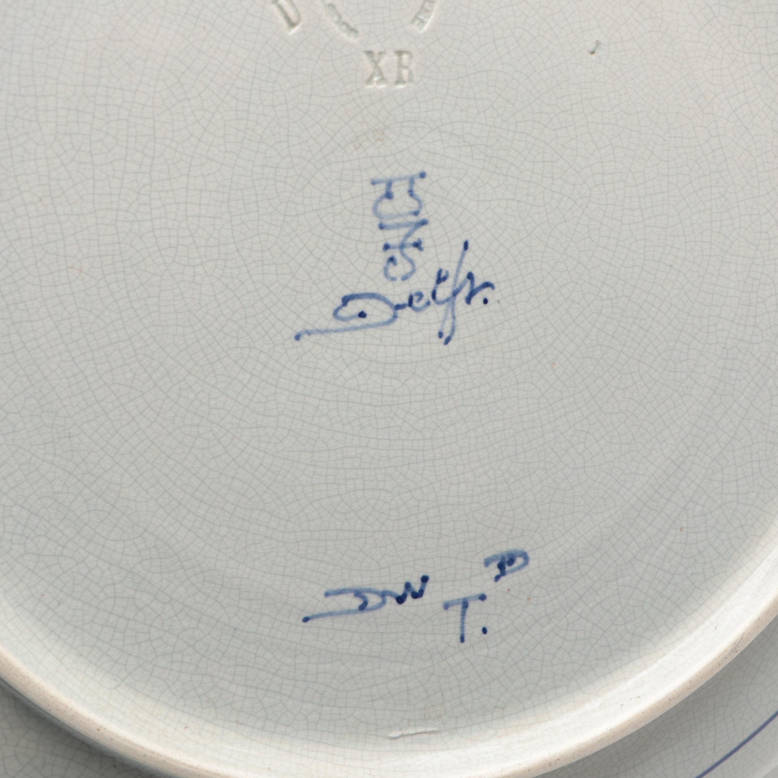 Royal Sphinx Delft Cattle Motif Decorative Blue and White Chargers