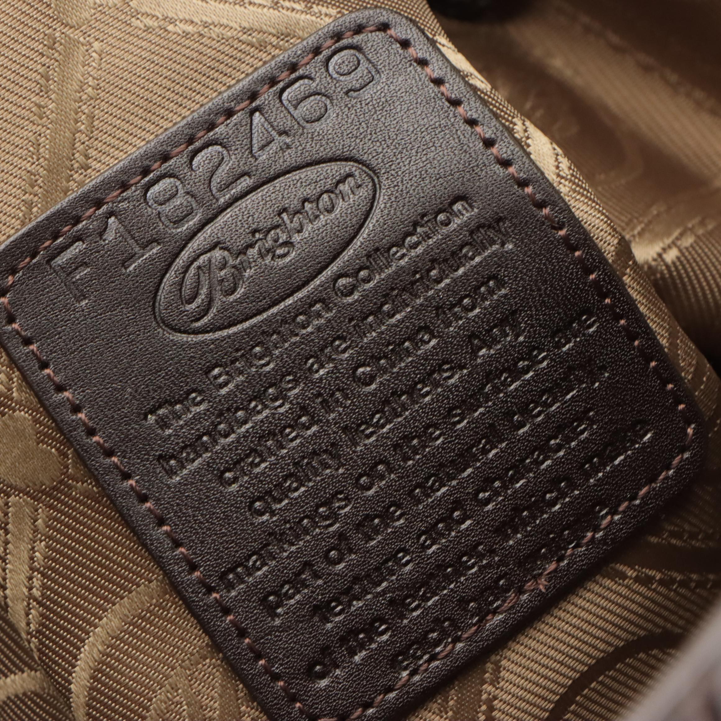 Brighton Shoulder Bag and Clutch in Brown Croc Embossed Leather