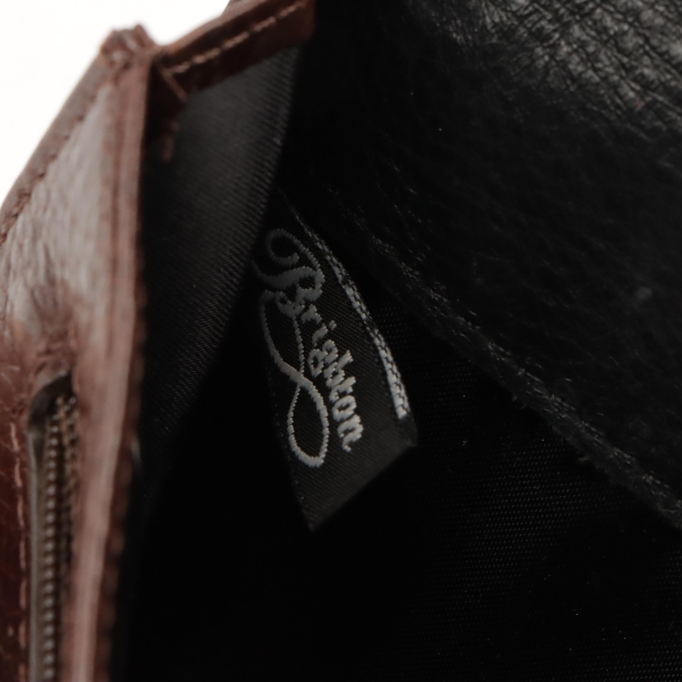 Brighton Shoulder Bag and Clutch in Brown Croc Embossed Leather