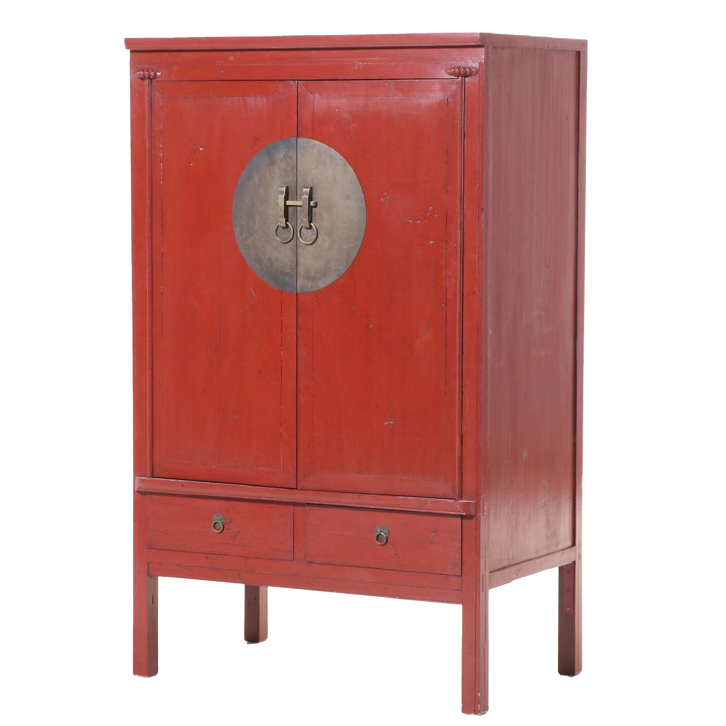 Palecek Chinese Red-Lacquered Wardrobe