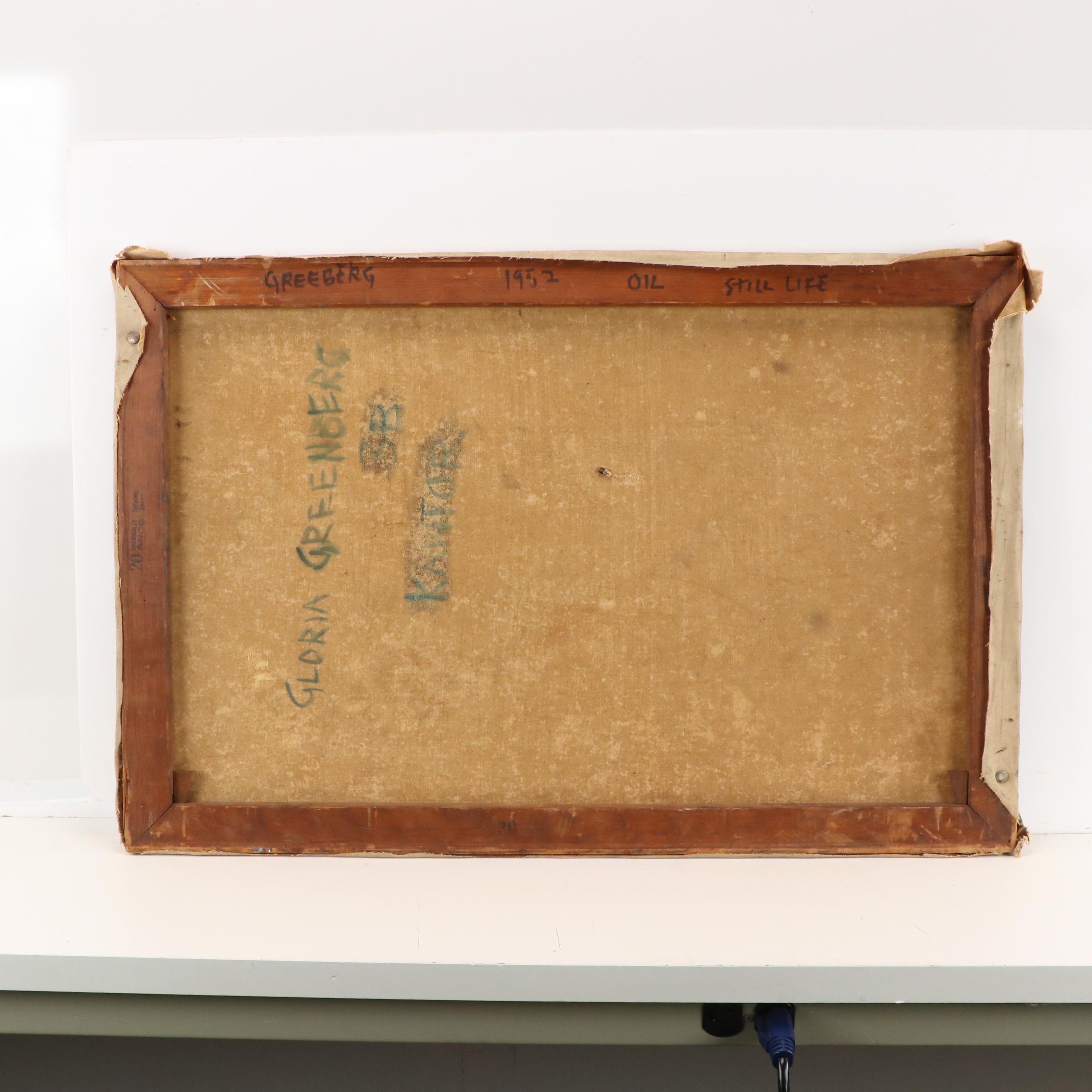 Gloria Greenberg Abstracted Painting "Still Life", 1952