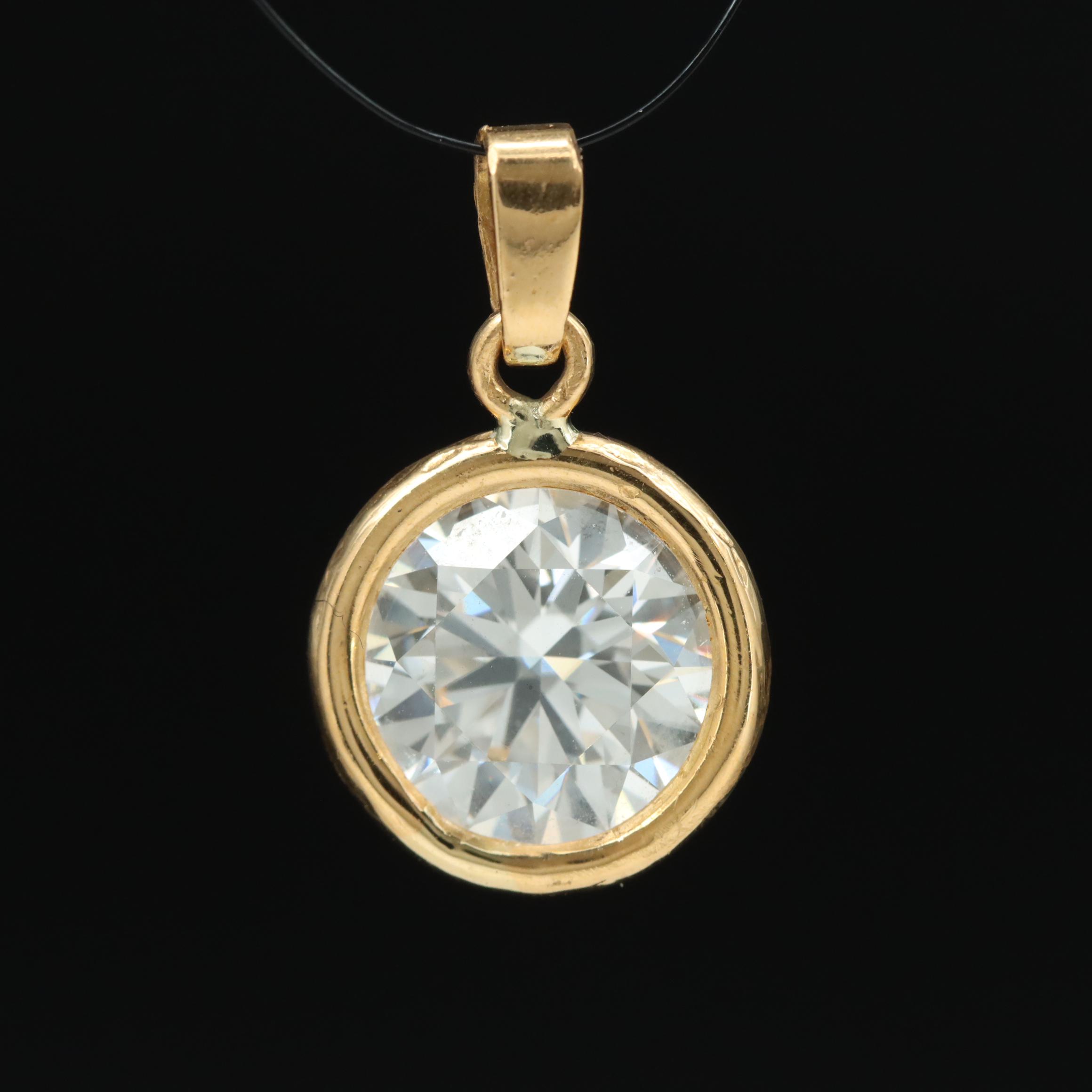 14K 3.09 CT Lab Grown Diamond Pendant with IGI Report