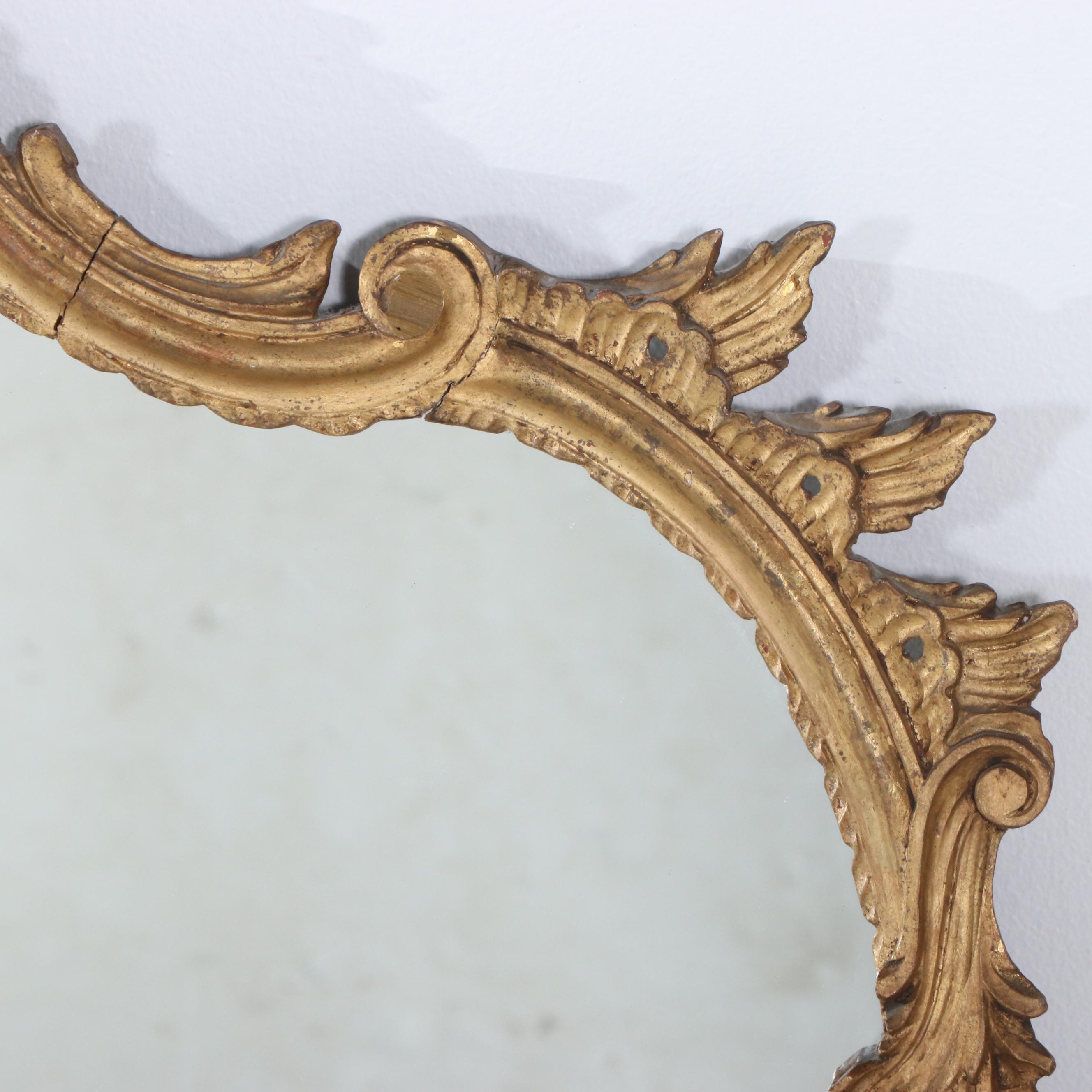 Overmantle Giltwood Mirror, Antique