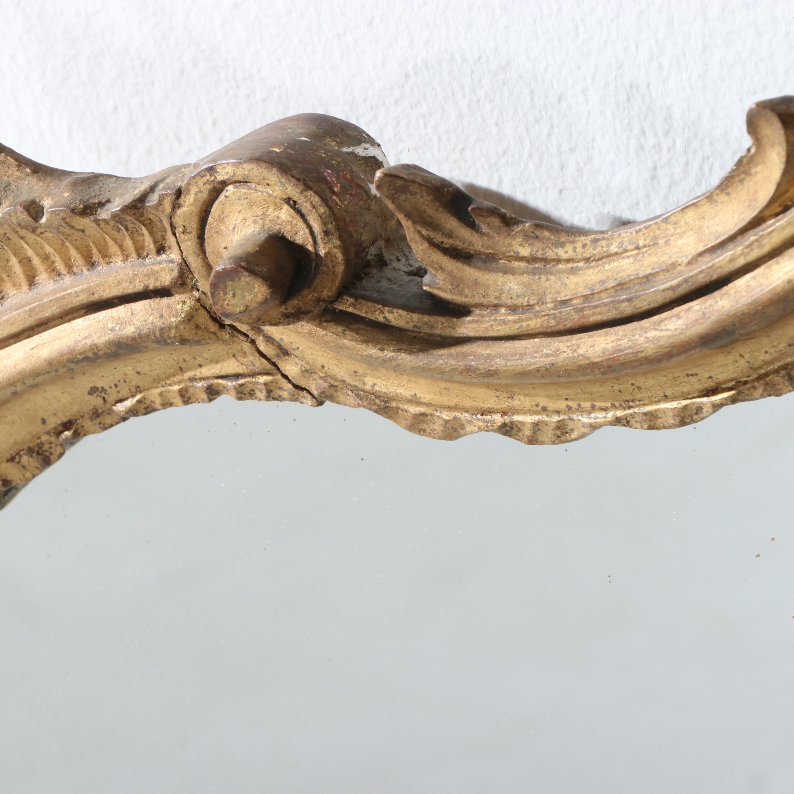 Overmantle Giltwood Mirror, Antique