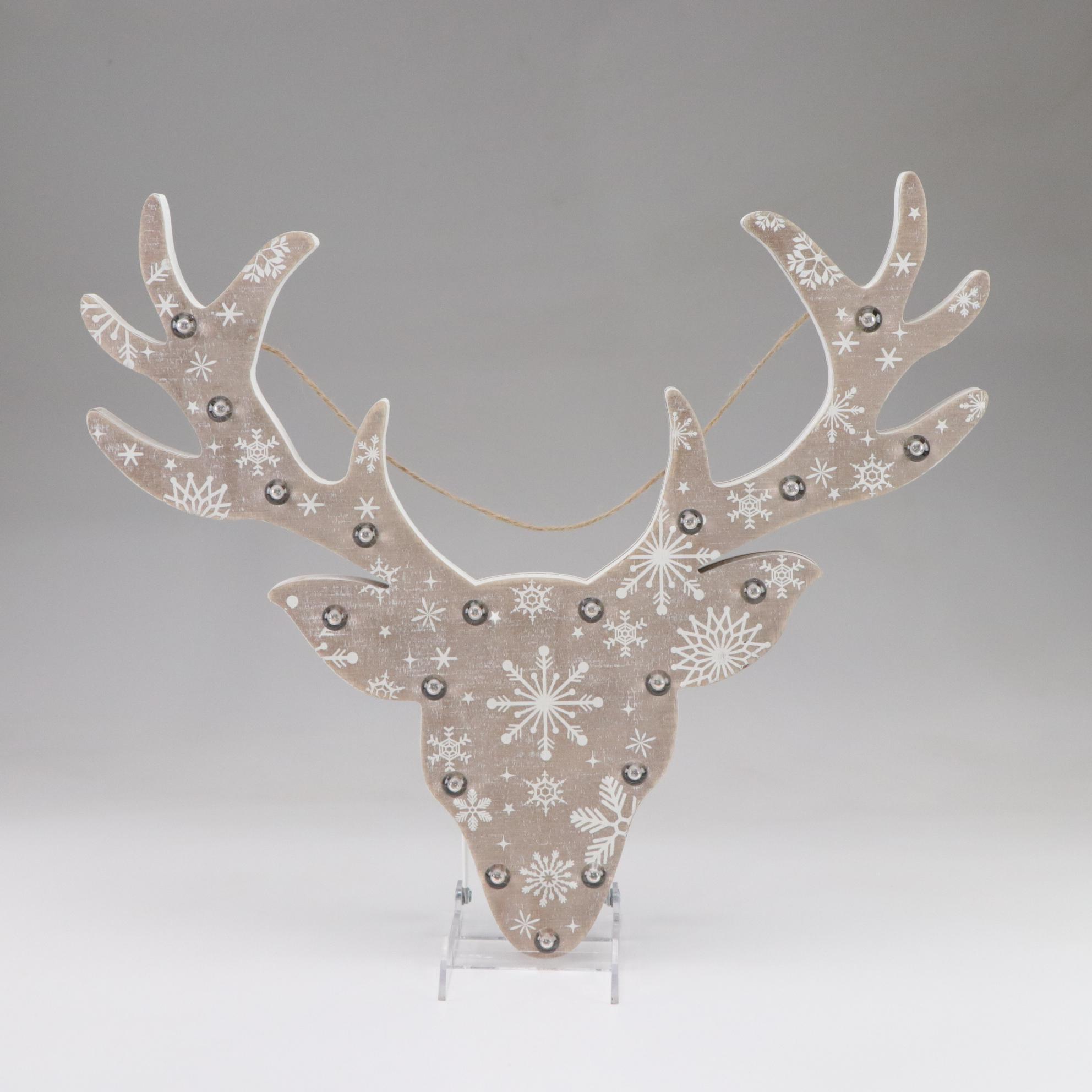 Metal Snowman Wine Bottle Holder, Reindeer Wall Hanging, & Ceramic Santa Plates