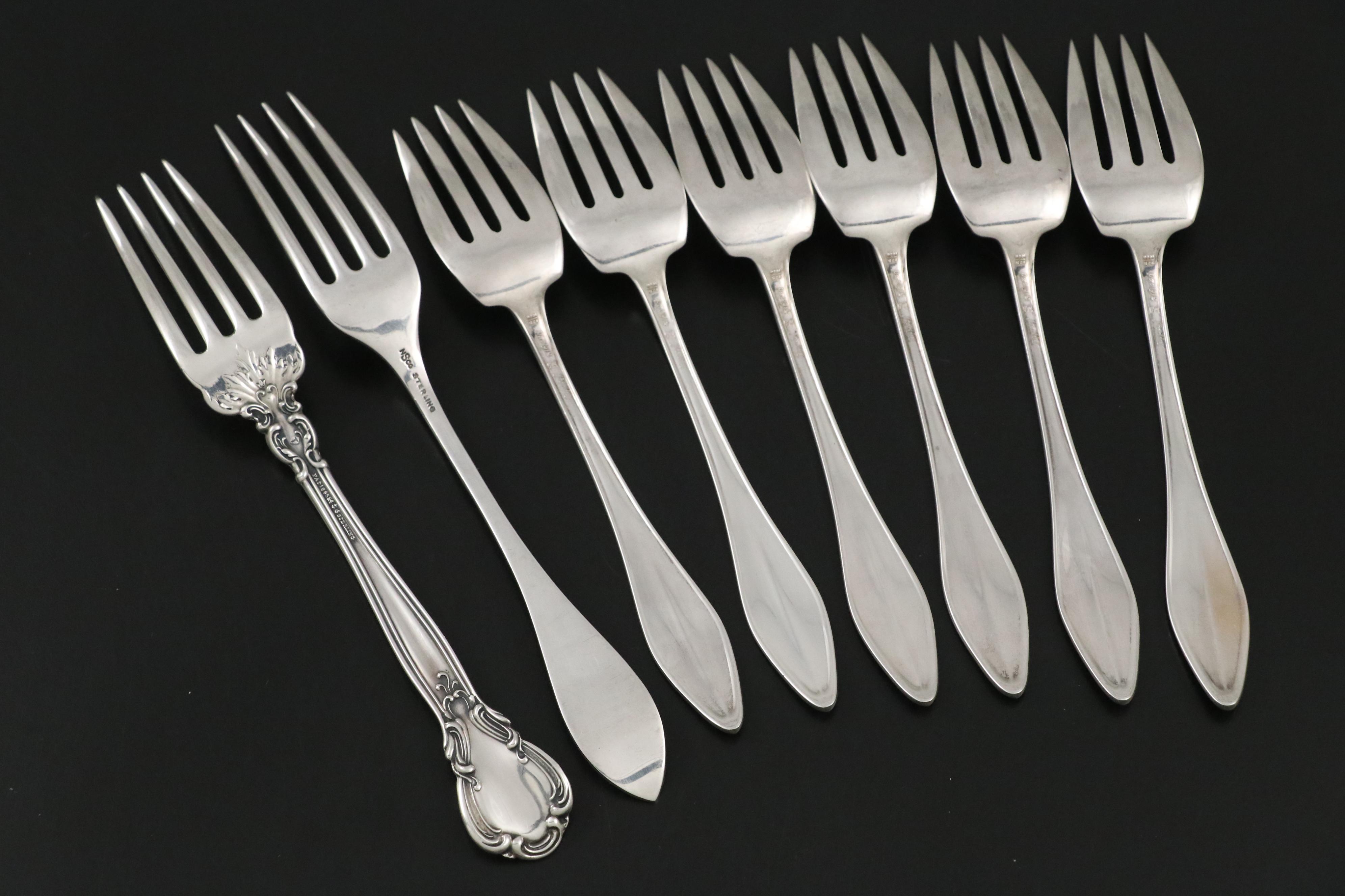 Towle "Mary Chilton" Sterling Salad Forks with Other Sterling Forks
