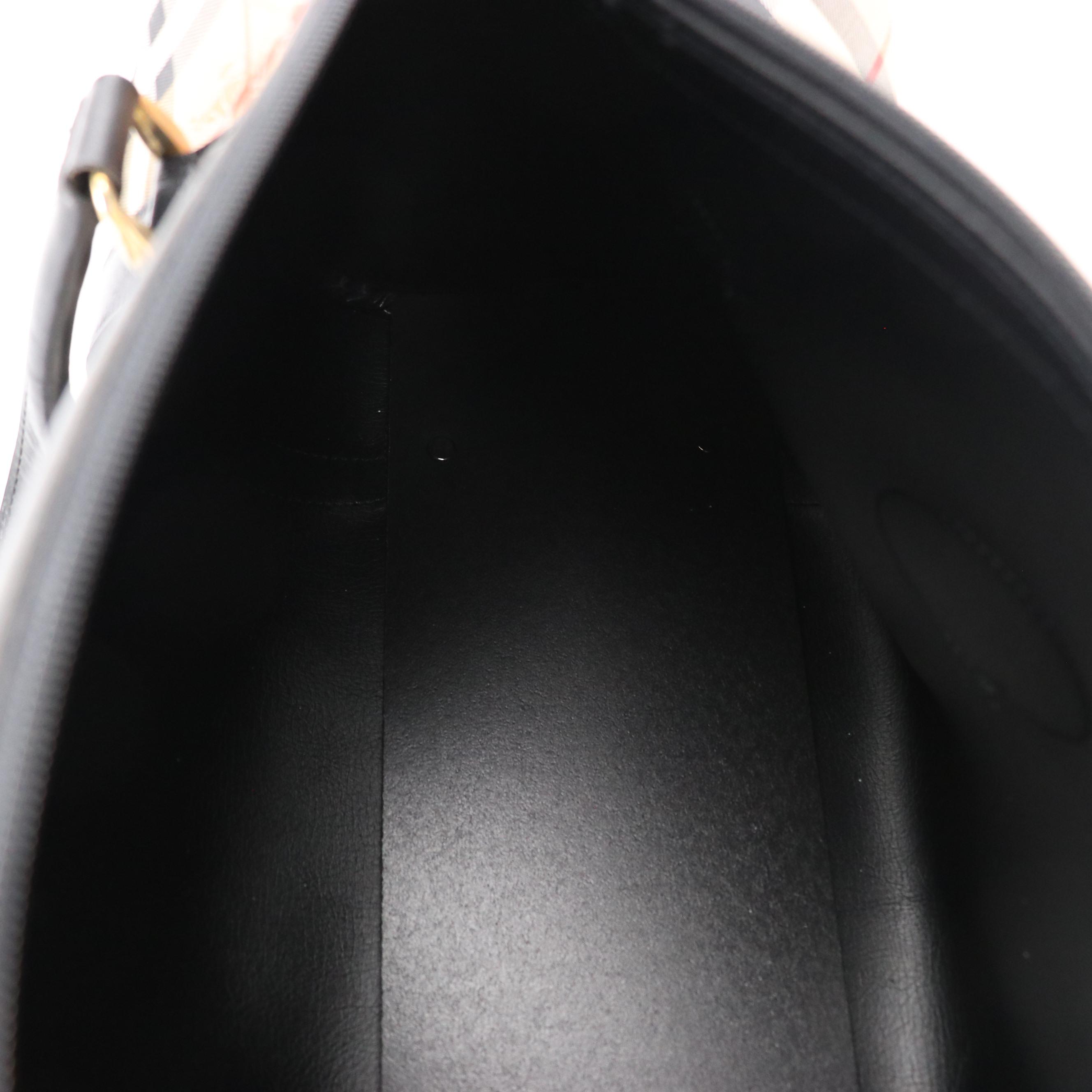 Burberry Boston Travel Bag in Haymarket Check Canvas and Black Leather