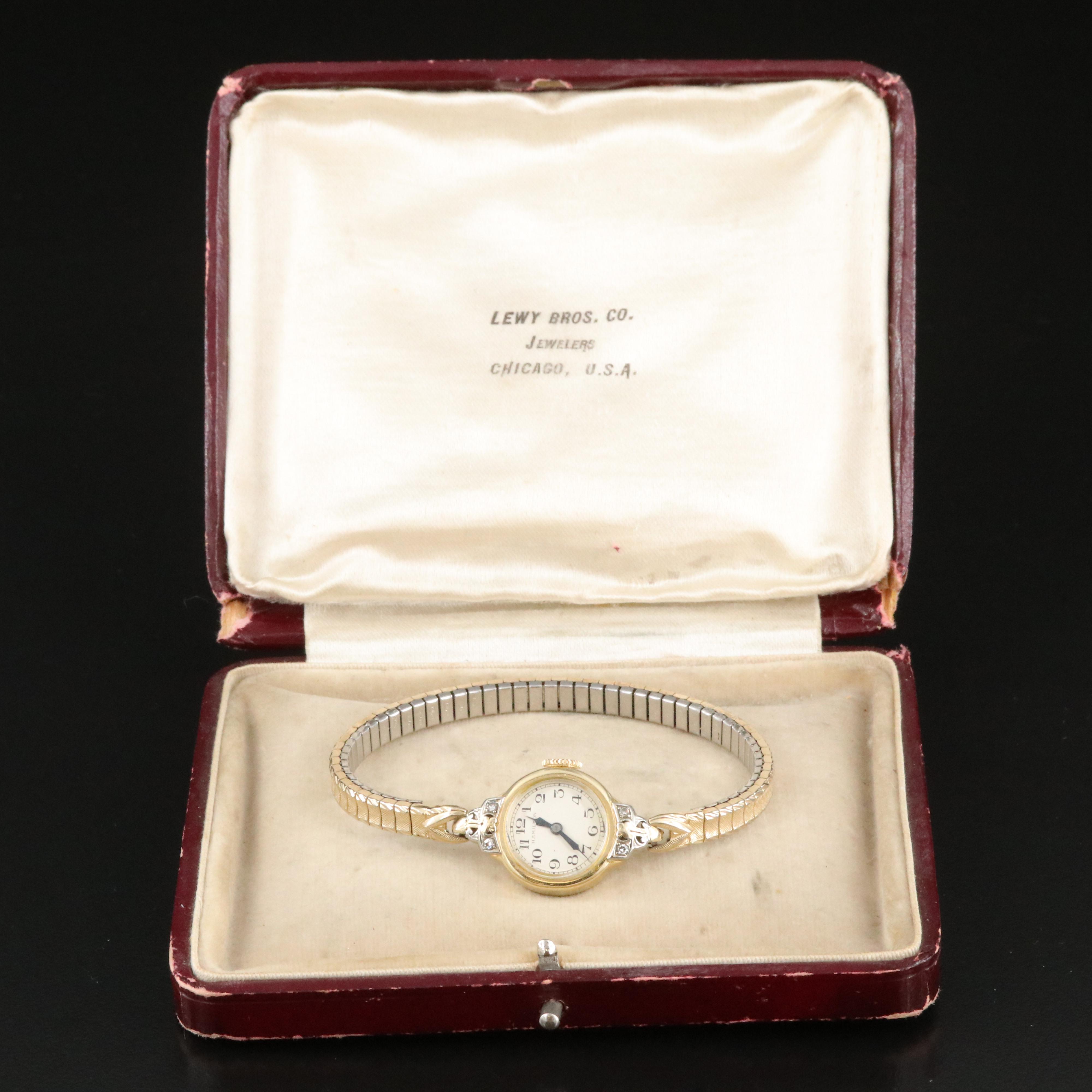 1937 14K Hamilton Diamond Watch