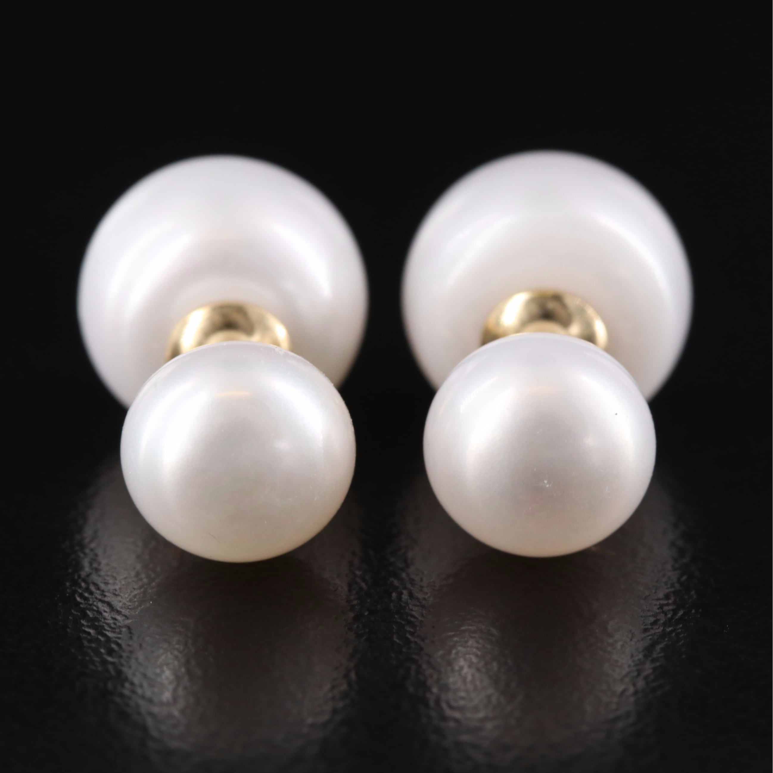 14K Pearl Front-Back Stud Earrings