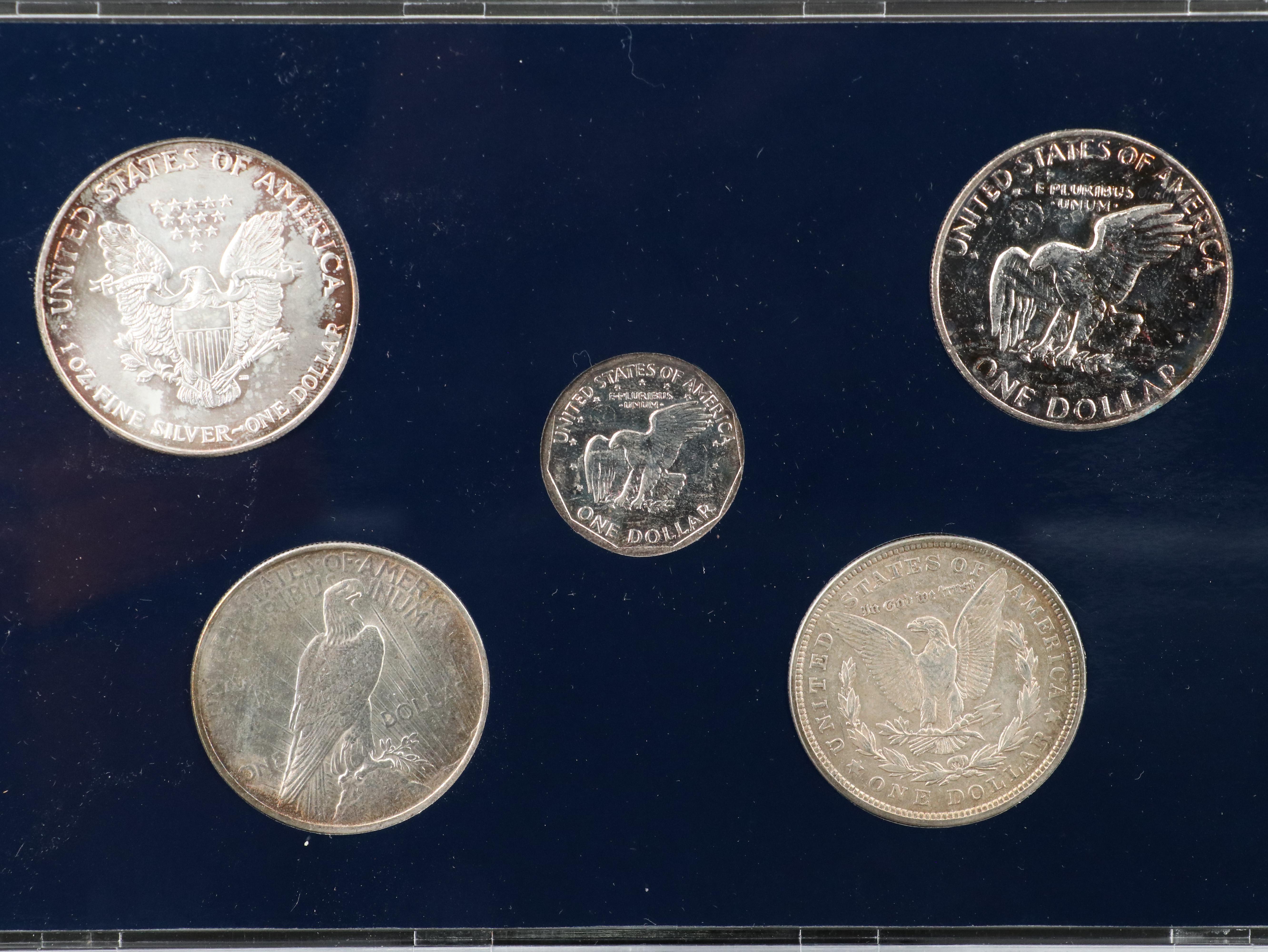 Collection of 100 Years of Dollar Coins in America