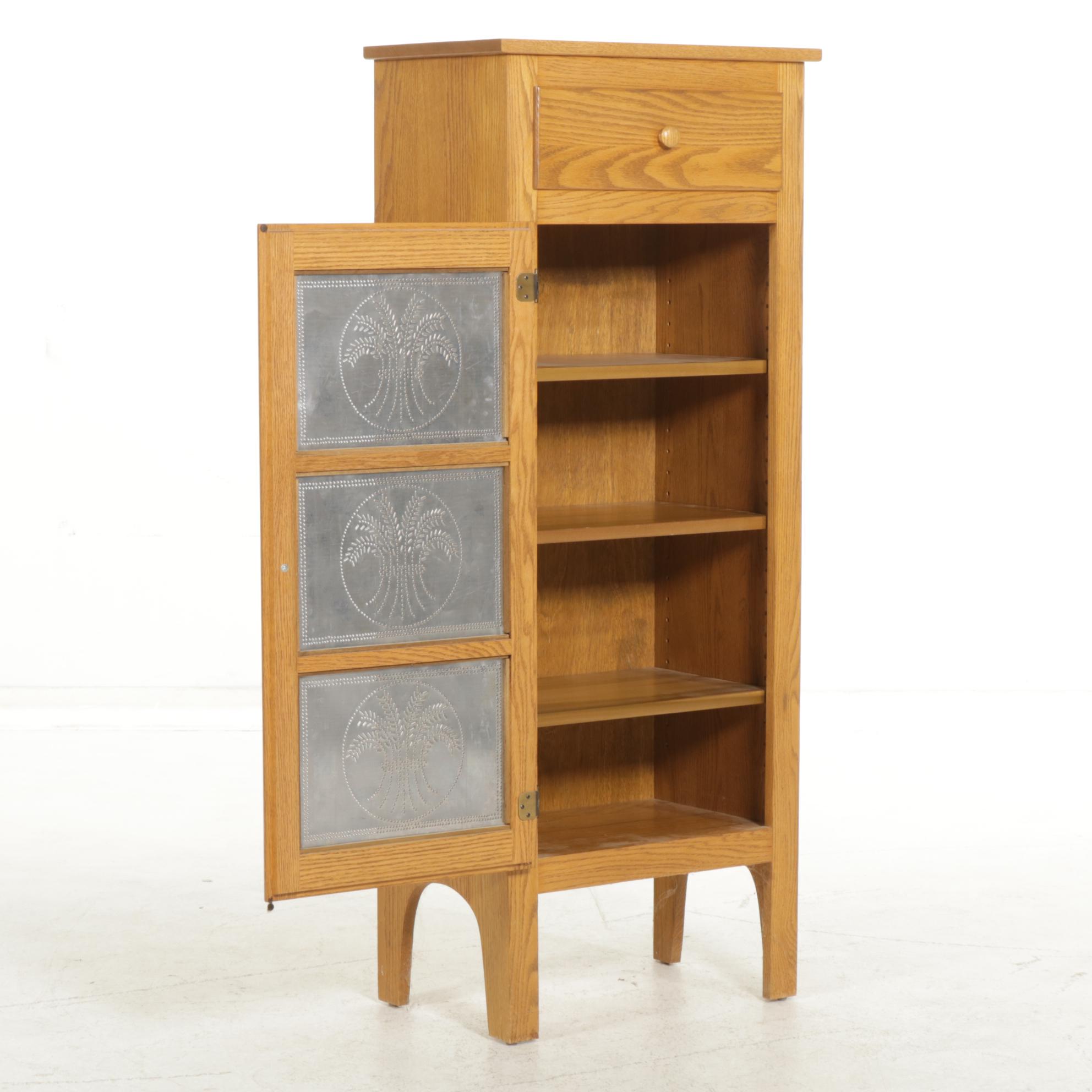 Oak Kitchen Cabinet with Punched Tin Door Panels