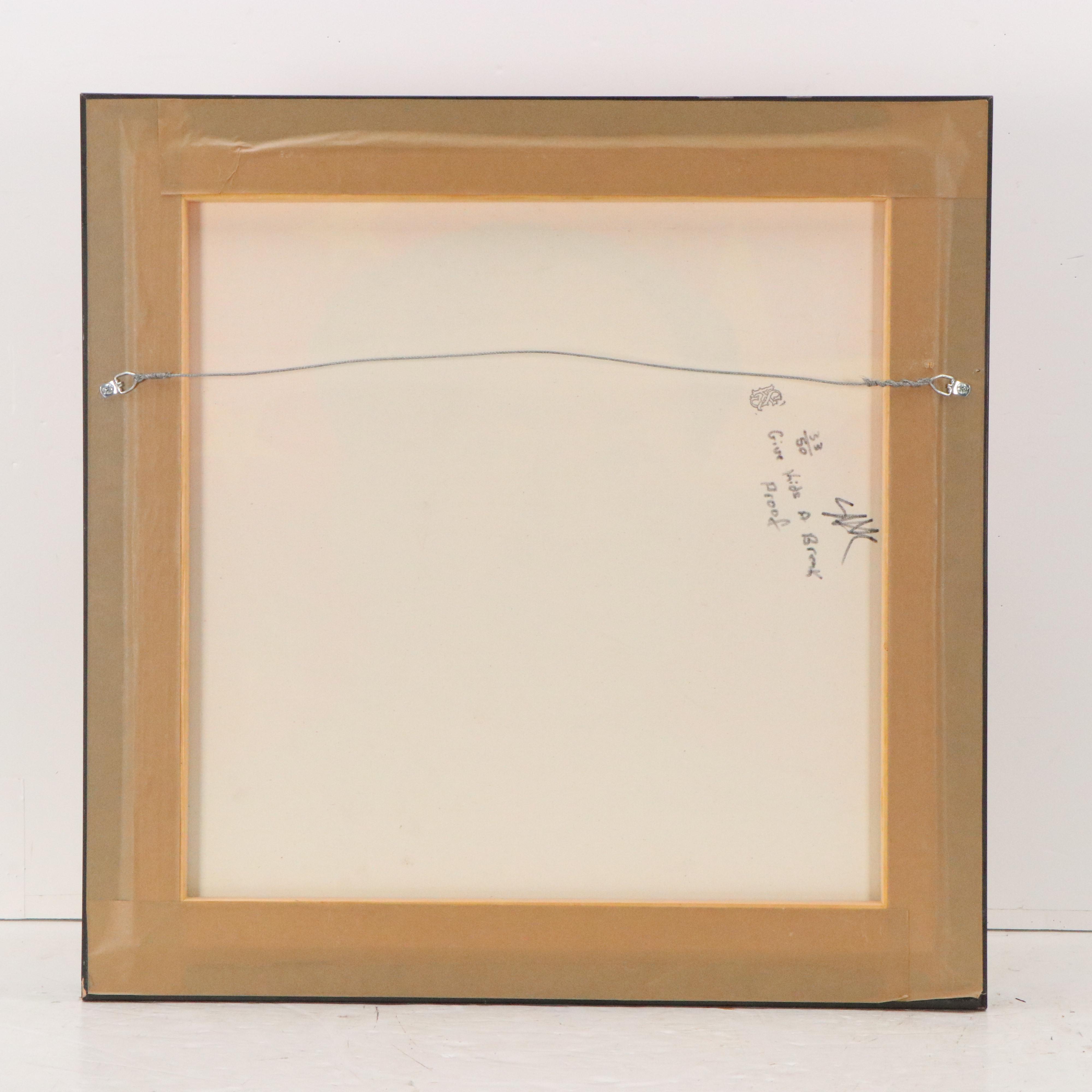 Steve Kaufman Pop Art Embellished Silkscreen "Give Kids a Break"