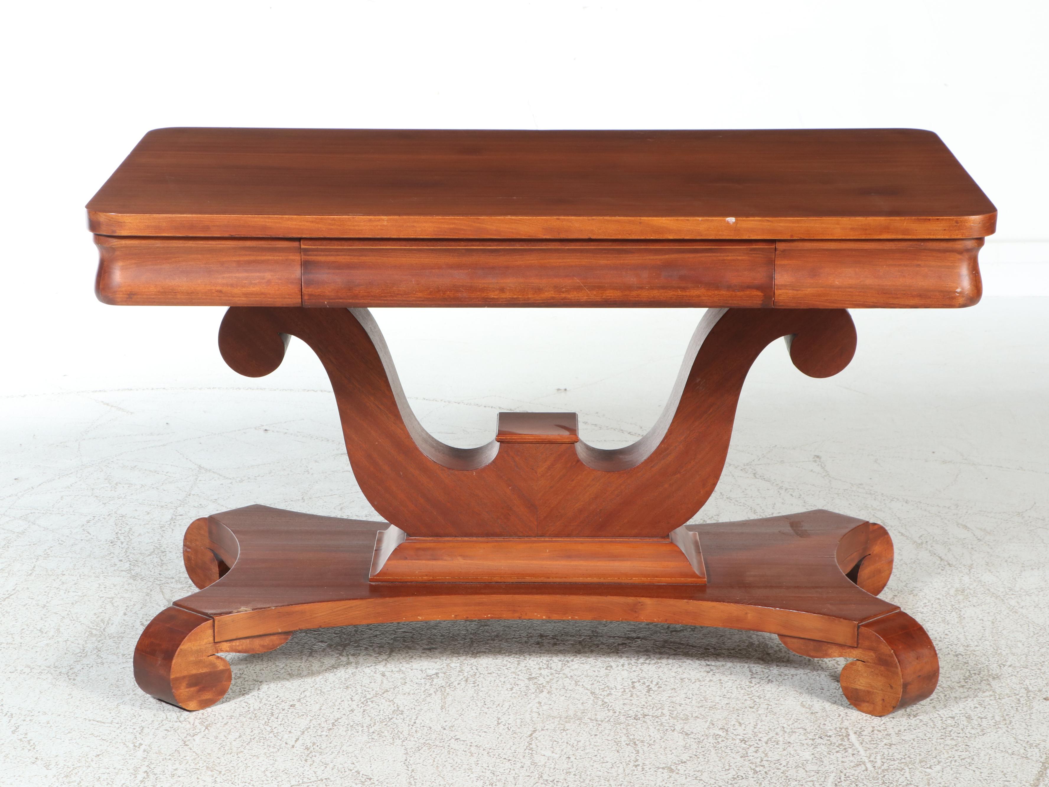 American Empire Revival Mahogany Library Table, Early 20th Century