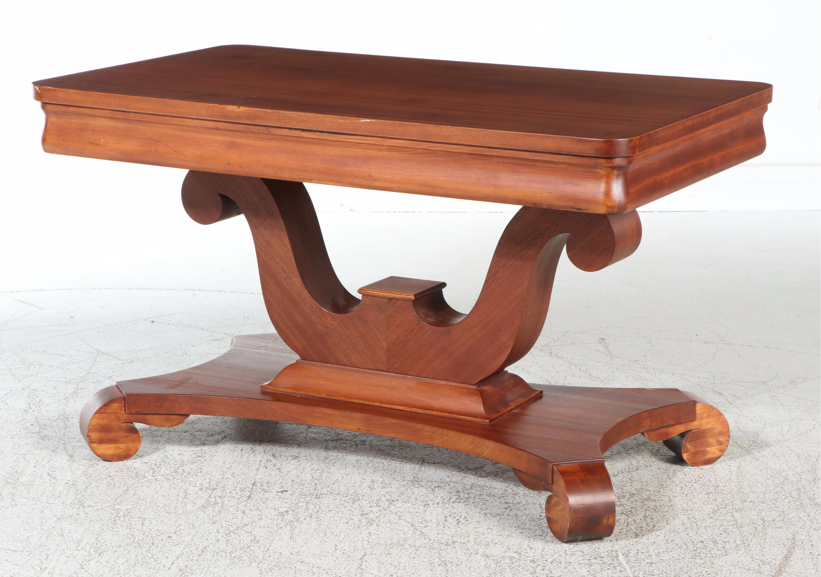 American Empire Revival Mahogany Library Table, Early 20th Century