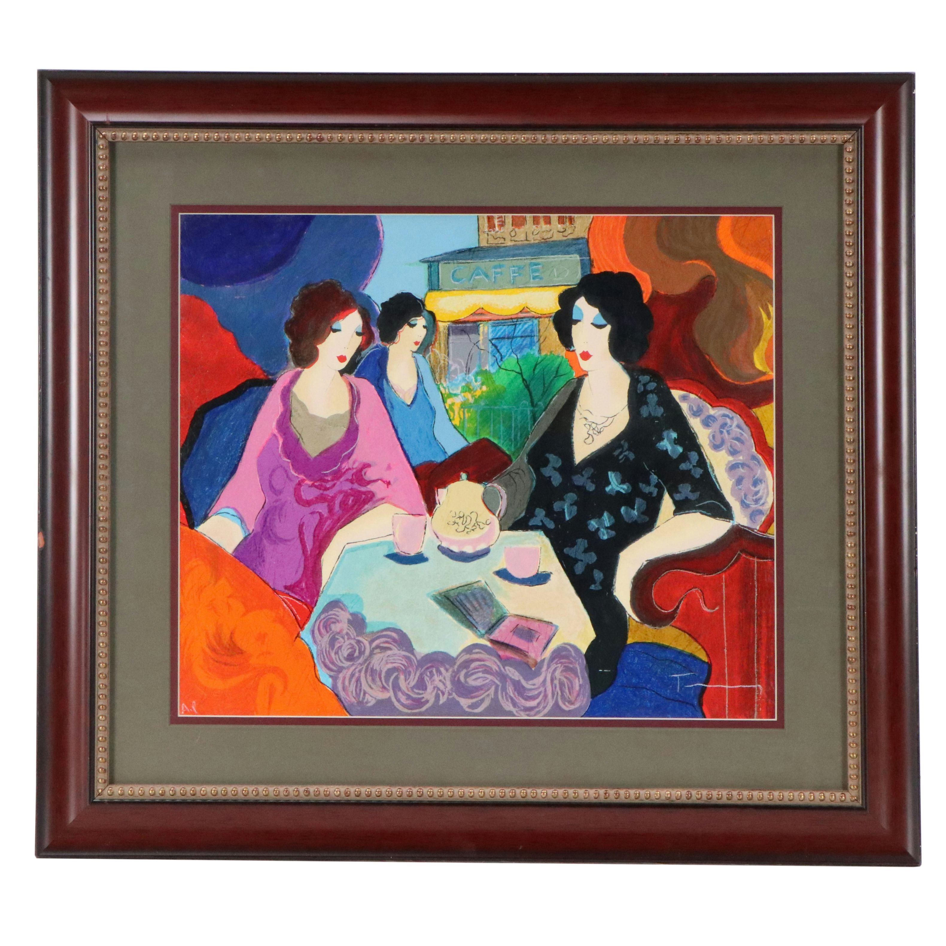Itzchak Tarkay Serigraph of Women at a Cafe