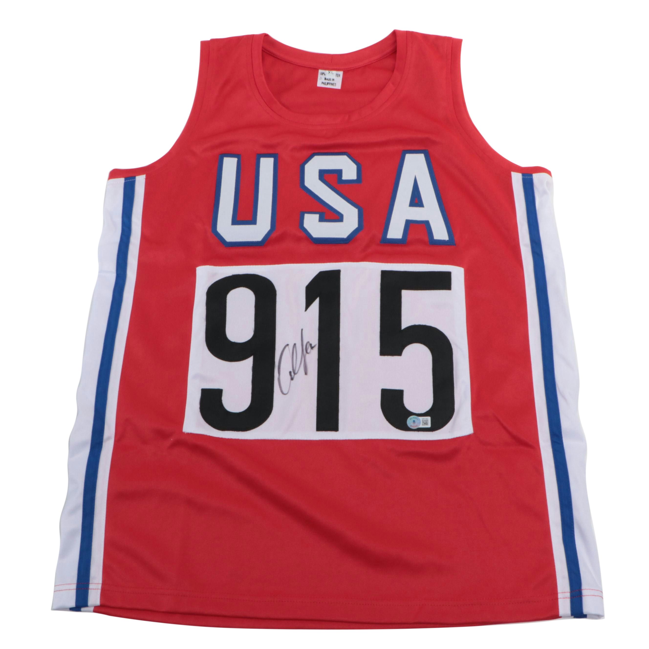 Carl Lewis Signed Olympic Team USA Track and Field Jersey, Beckett
