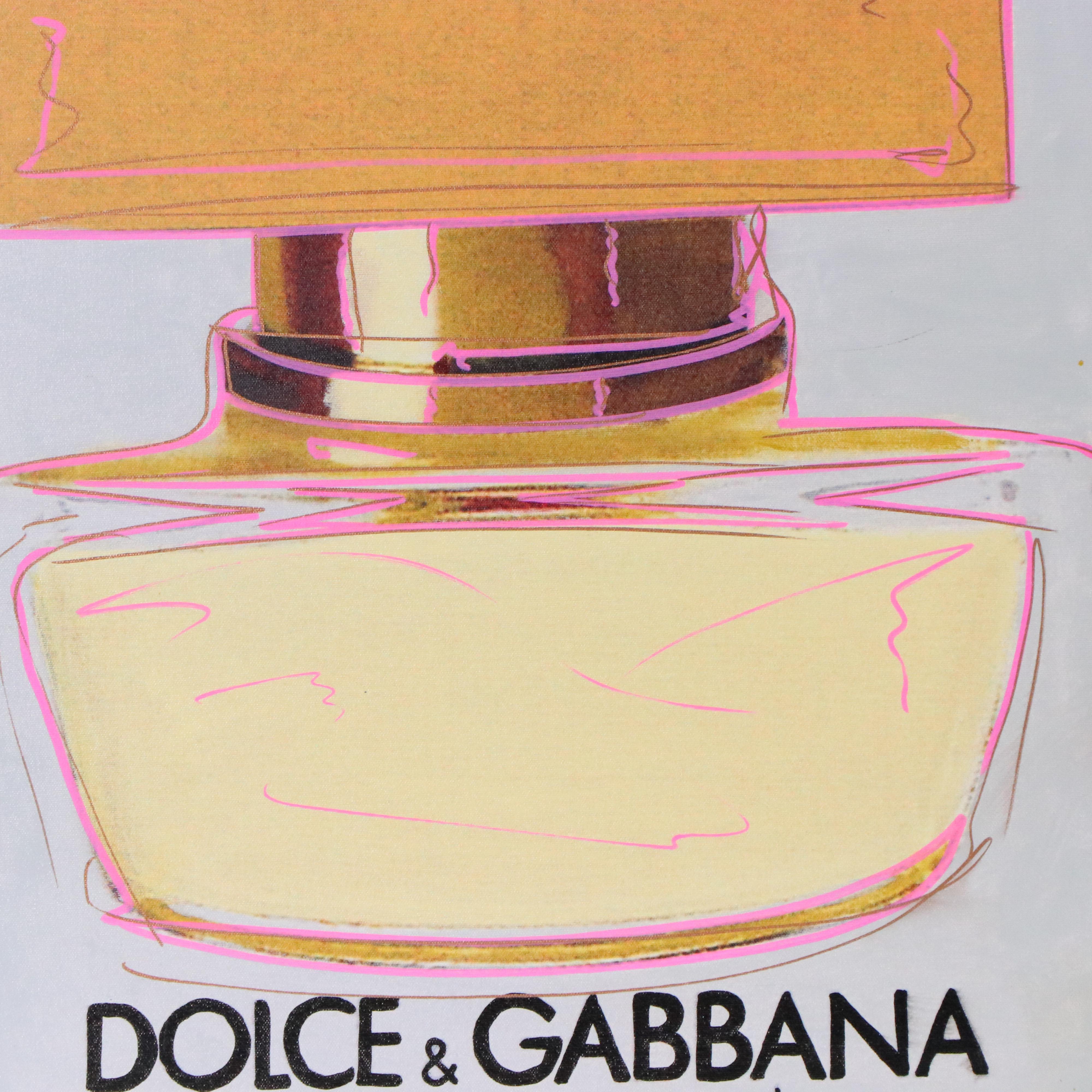 Steve Kaufman Mixed Media Painting of Dolce & Gabbana Perfume Ad