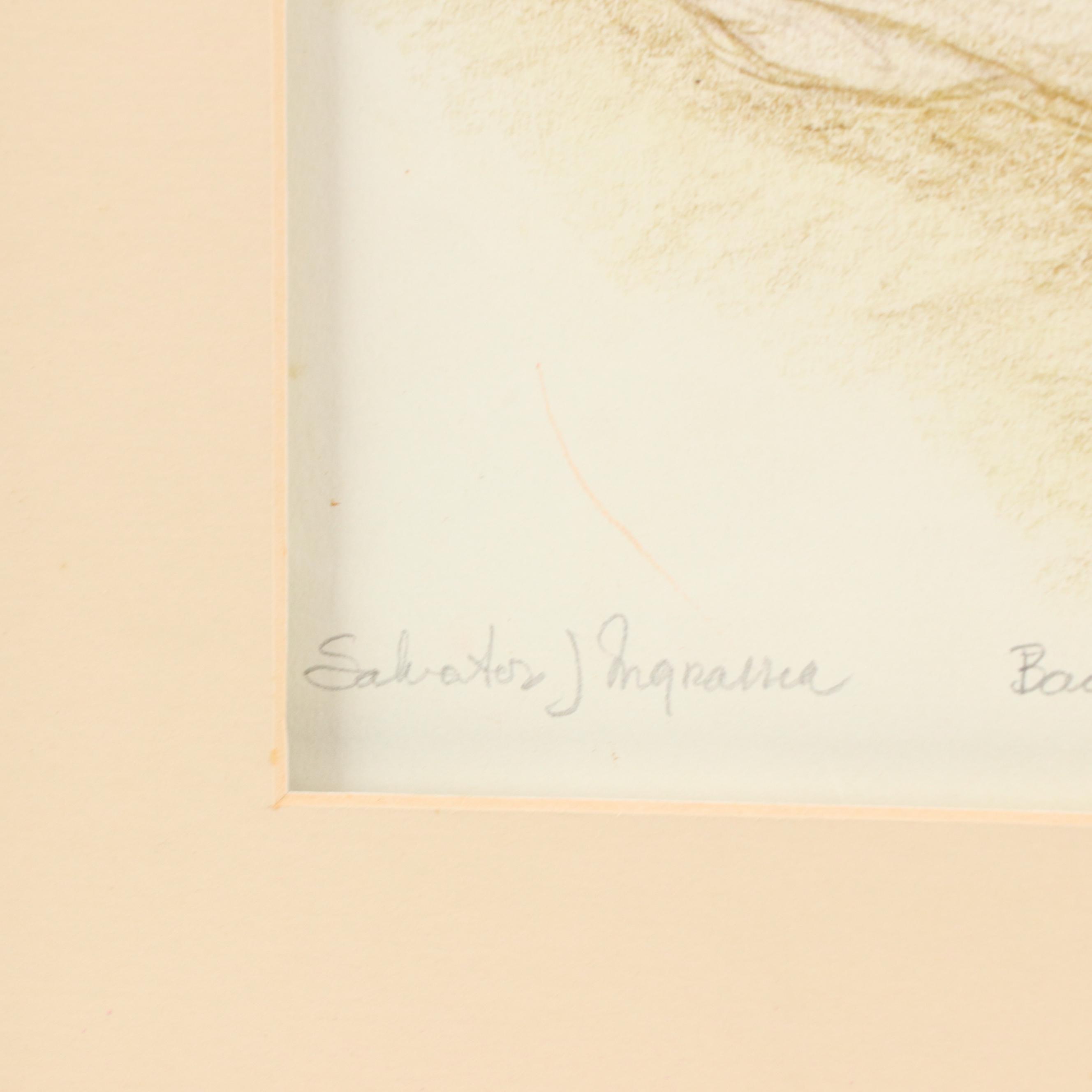 Salvator J. Ingrassia Color Pencil Drawing "Back View of a Male Model"